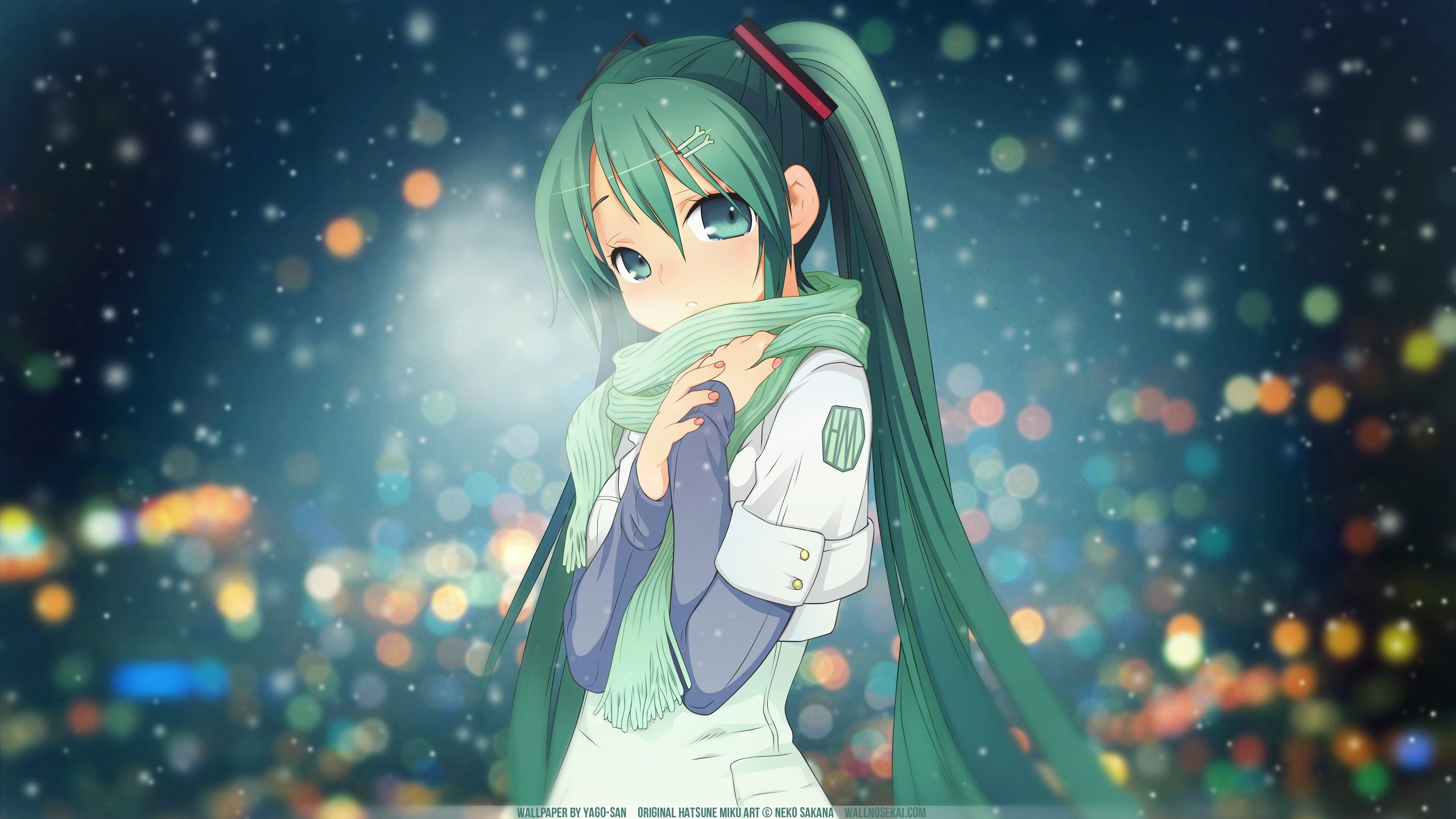 Anime 2560x1440 anime anime girls green hair long hair looking at viewer painted nails