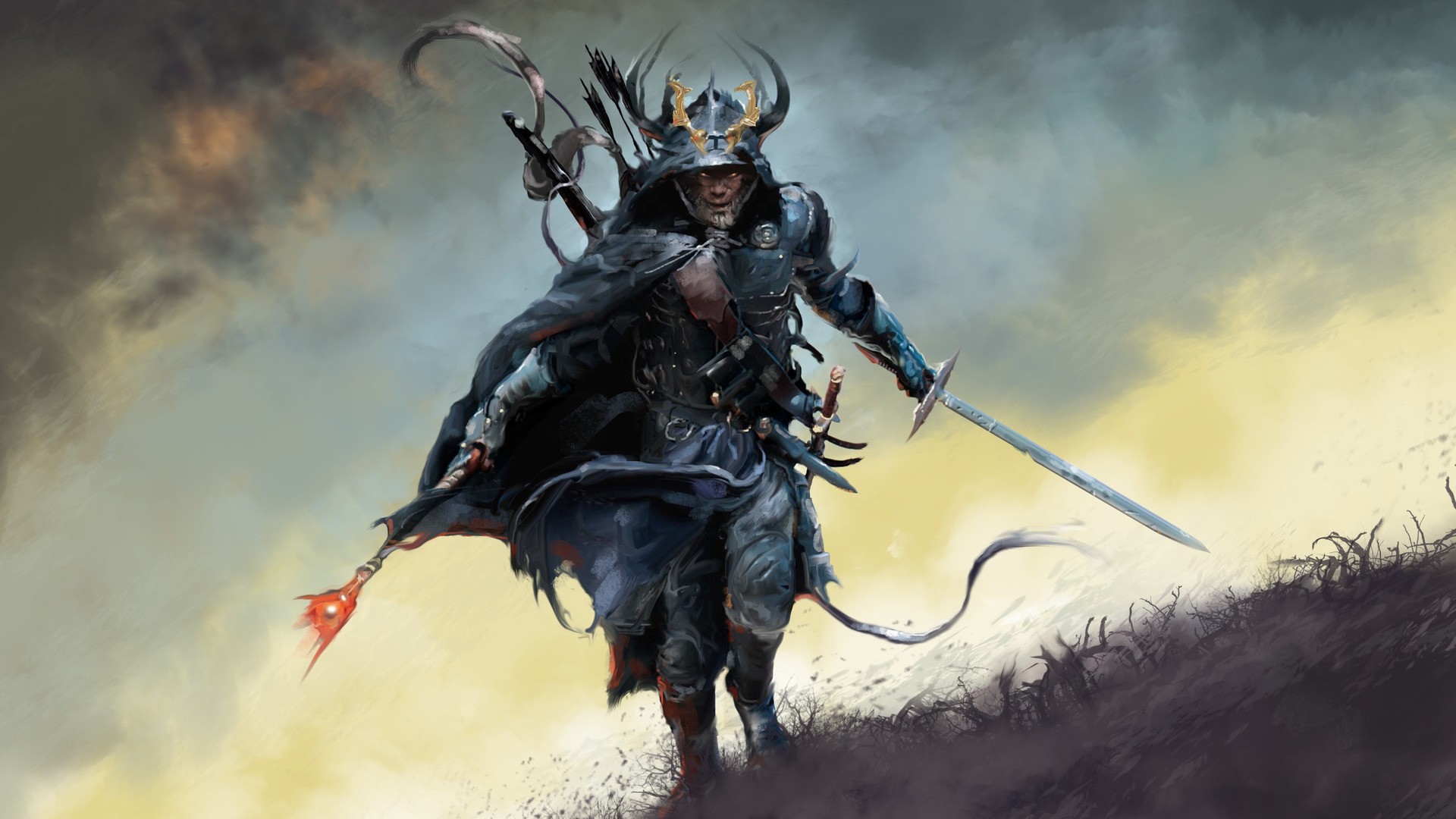 General 1920x1080 artwork warrior fantasy art armor samurai fantasy men sword