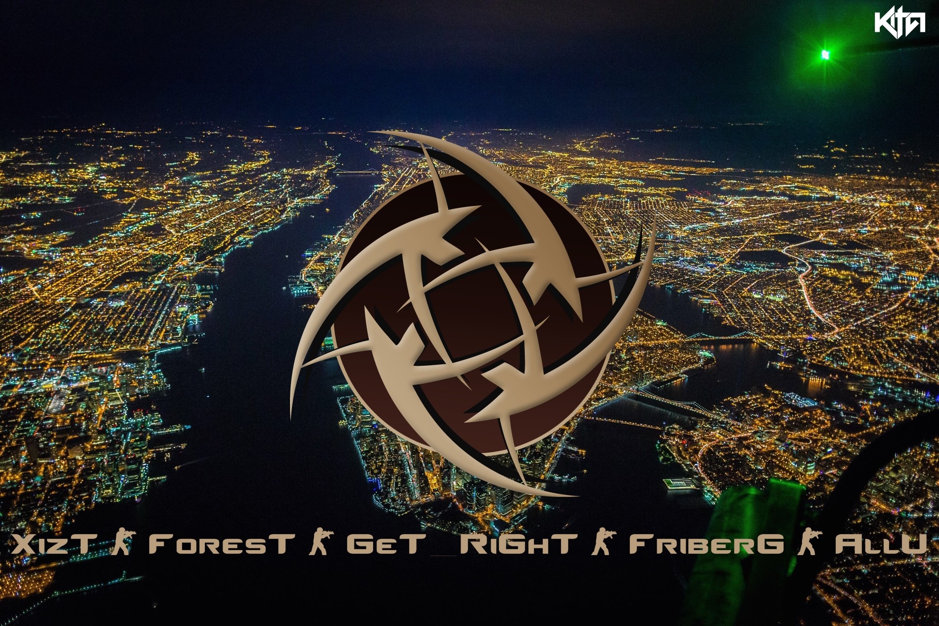General 1920x1280 New York City aerial view night cityscape city lights USA logo E-Sports Counter-Strike: Global Offensive digital art