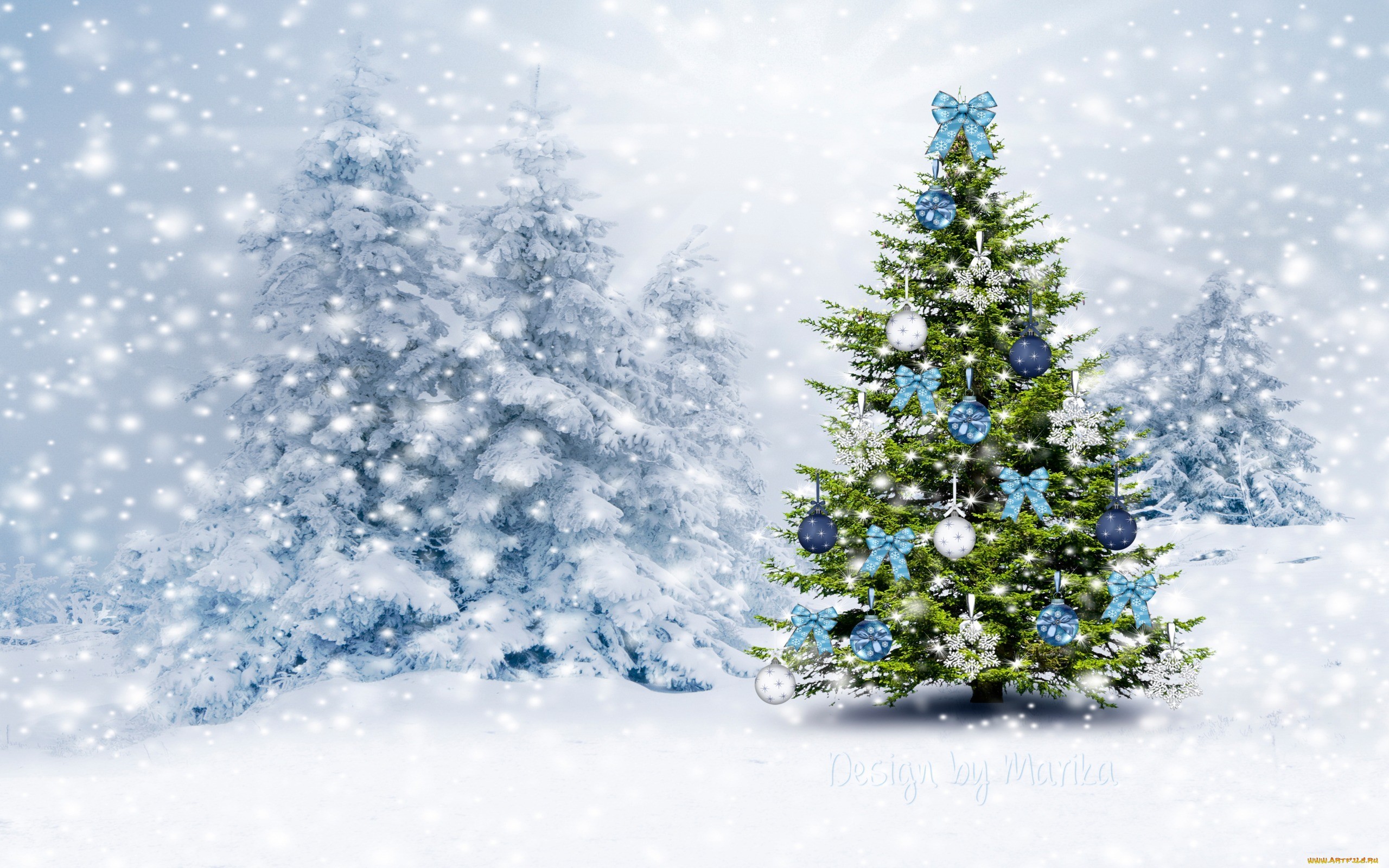 General 2560x1600 trees snow winter Christmas Christmas ornaments 