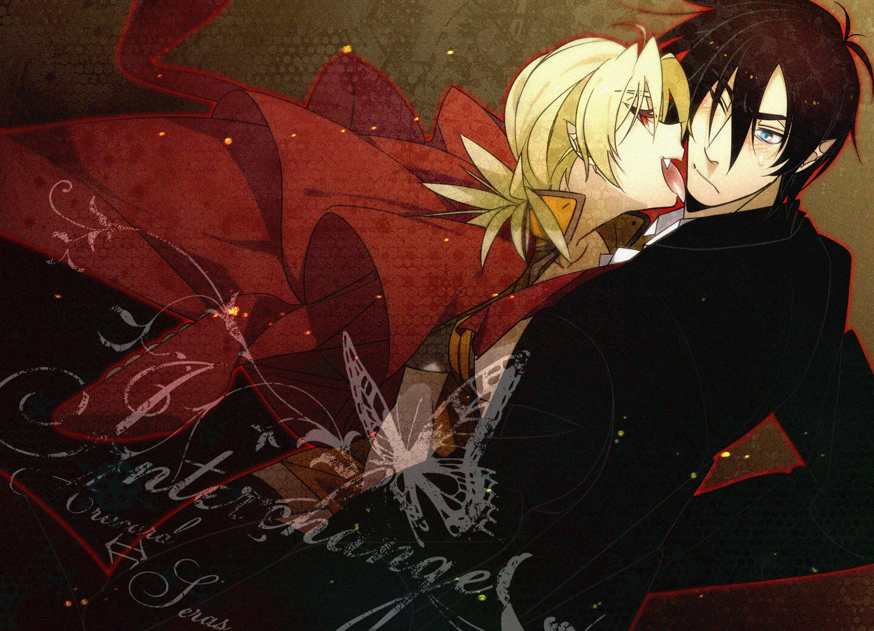 Anime 1800x1300 anime boys anime girls tongues tongue out blonde vampires red eyes