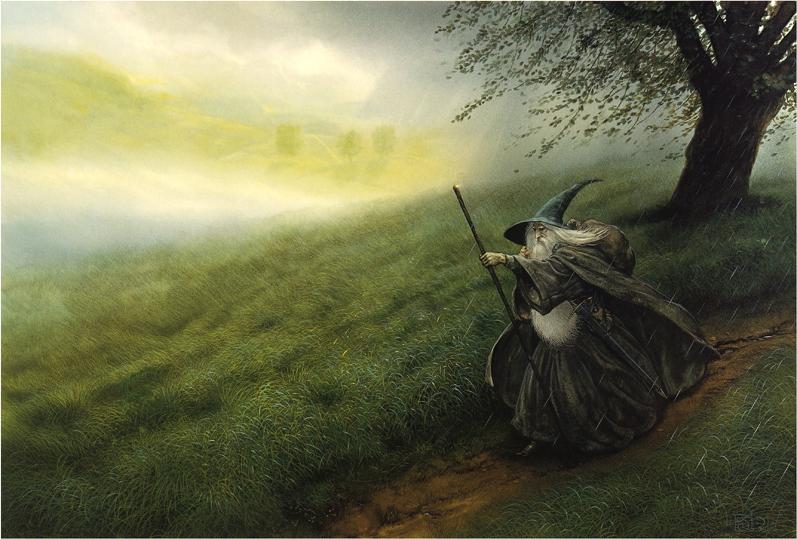 General 1600x1082 The Lord of the Rings Gandalf John Howe The Hobbit fantasy art wizard fantasy men
