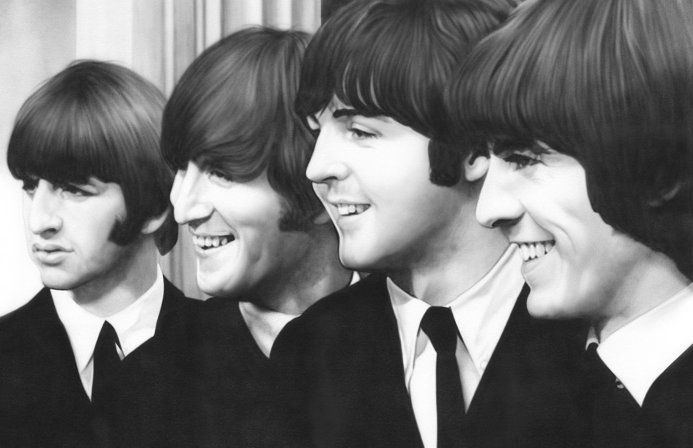 General 1420x918 The Beatles George Harrison Ringo Starr Paul McCartney John Lennon men monochrome music band artwork