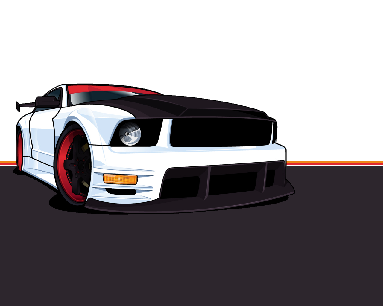 General 1280x1024 car cartoon digital art artwork Ford Mustang S-197 Ford Ford Mustang simple background