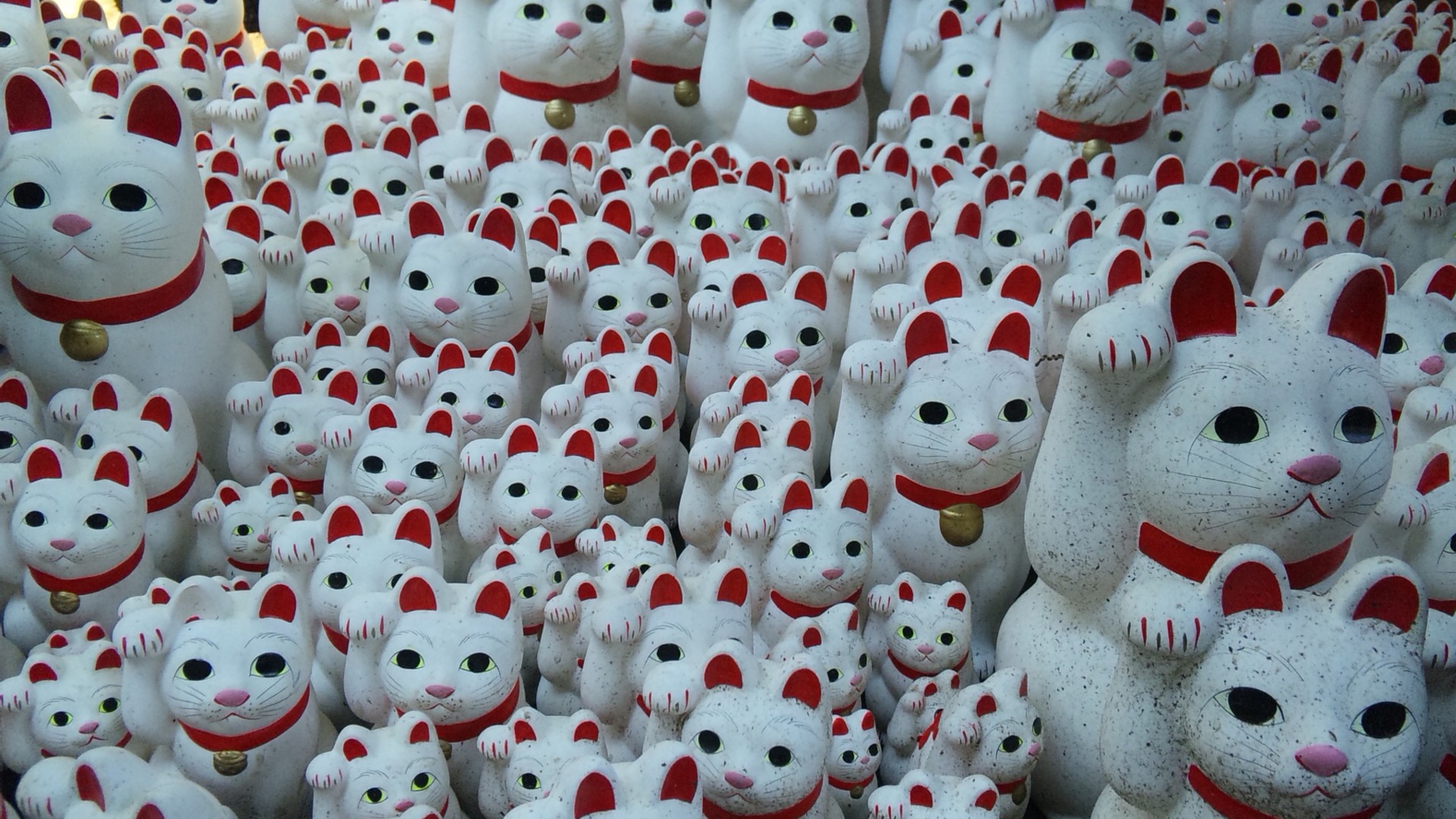 General 1920x1080 animals red white cats figurines