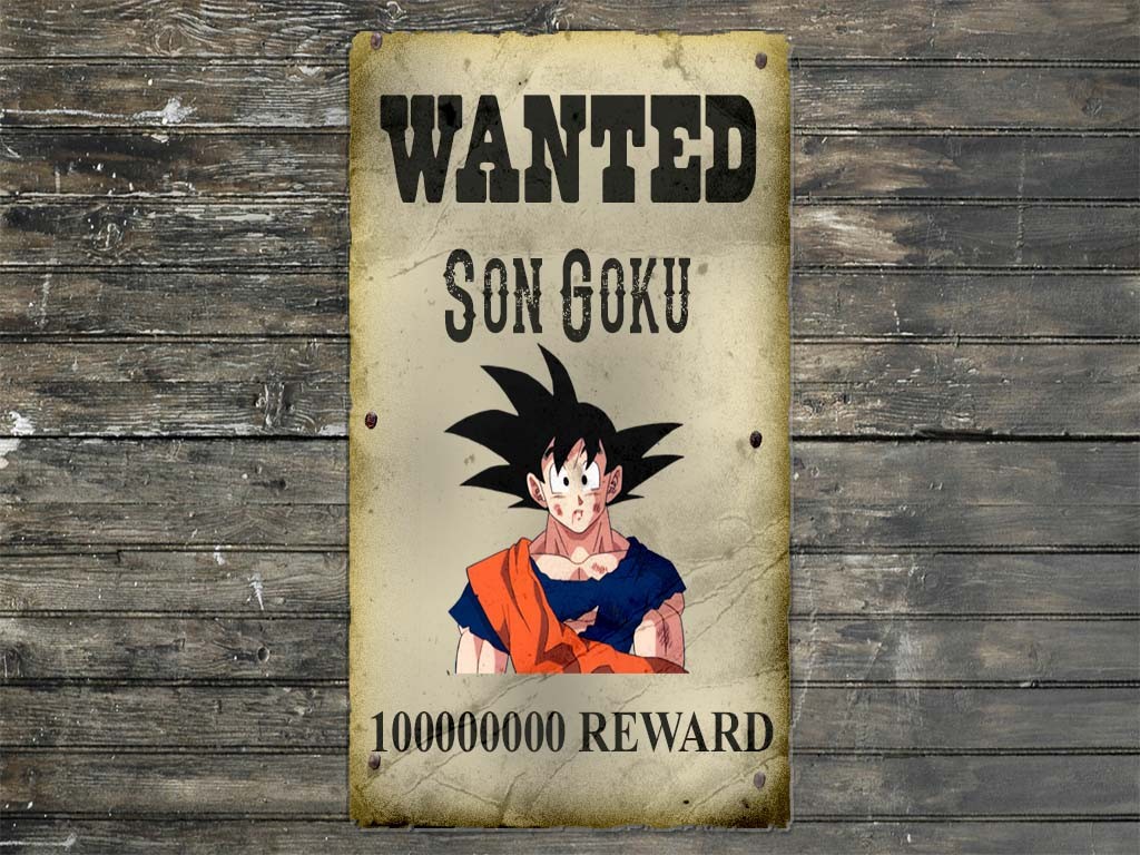 Anime 1024x768 Son Goku anime boys anime Wanted posters numbers