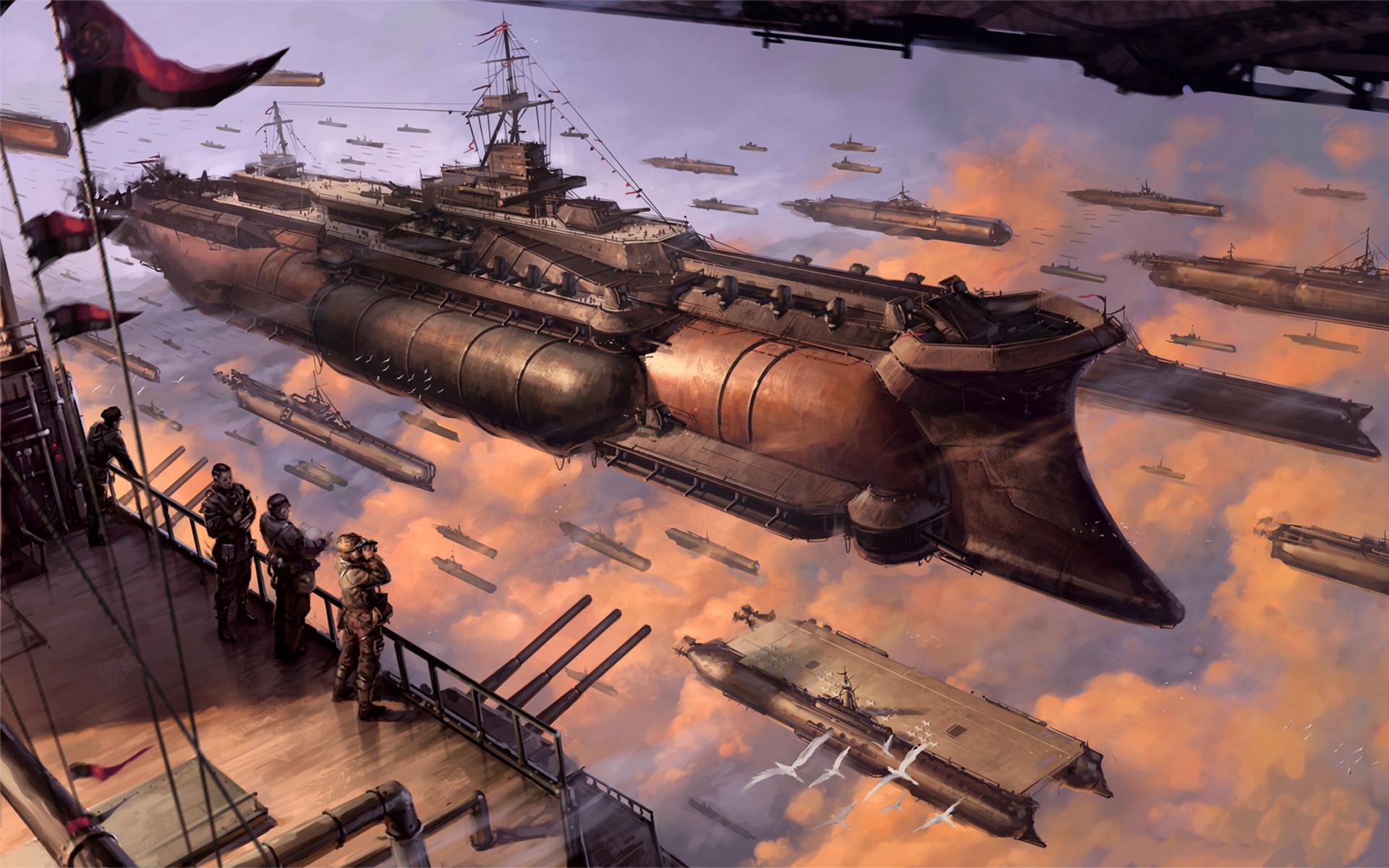 General 1920x1200 fantasy art futuristic artwork steampunk vehicle digital art Battleships fantasy ship warship