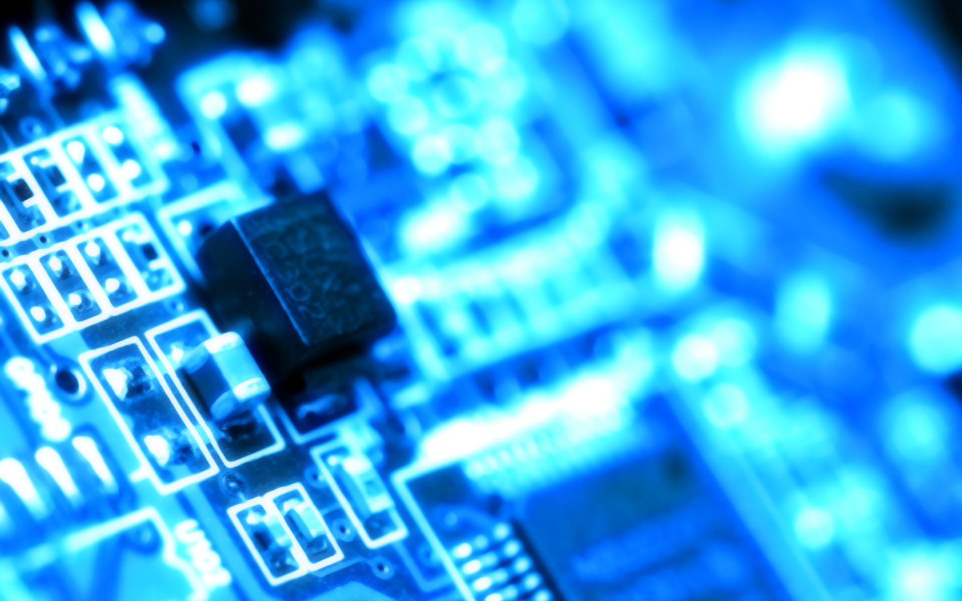 General 1920x1200 technology microchip blue circuit boards PCB cyan macro electronics