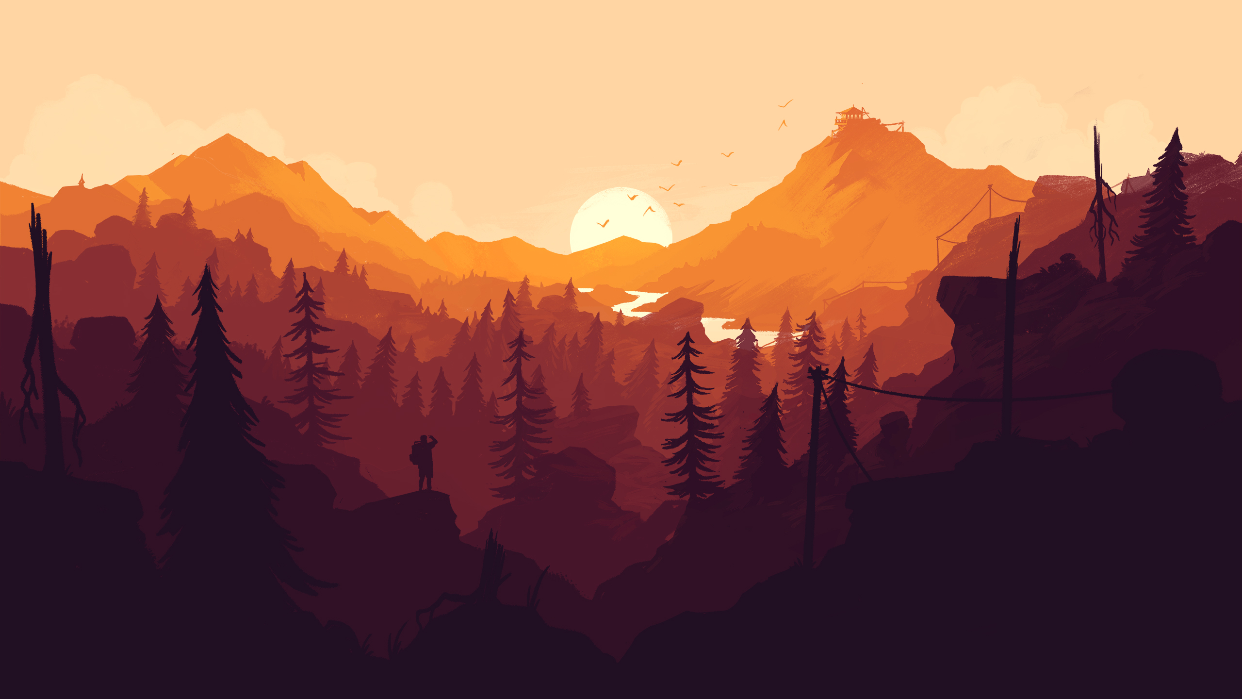 General 2560x1440 Firewatch forest mountains video games video game landscape PC gaming video game art nature sunlight