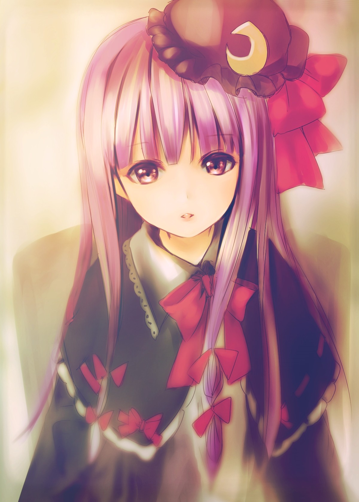 Anime 1200x1678 anime anime girls Patchouli Knowledge Touhou long hair hat women with hats Pixiv