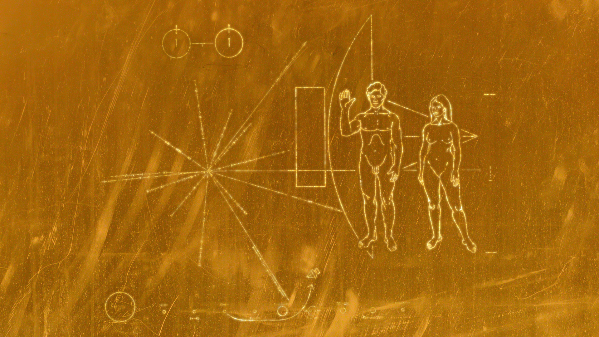 General 1920x1080 Voyager Voyager Golden Record artwork gold men women NASA space