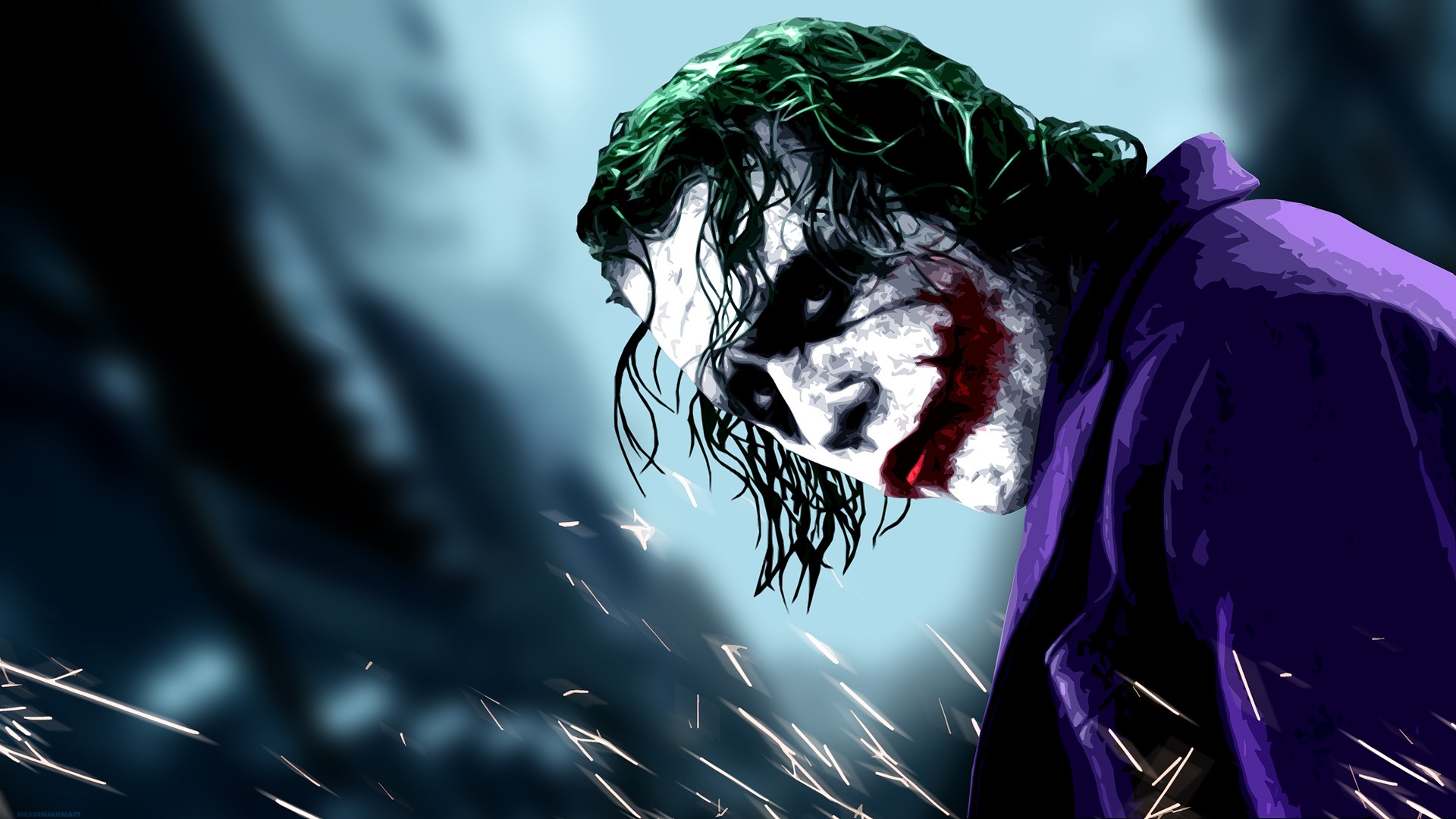 General 1920x1080 movies Batman The Dark Knight Joker MessenjahMatt Heath Ledger villains green hair