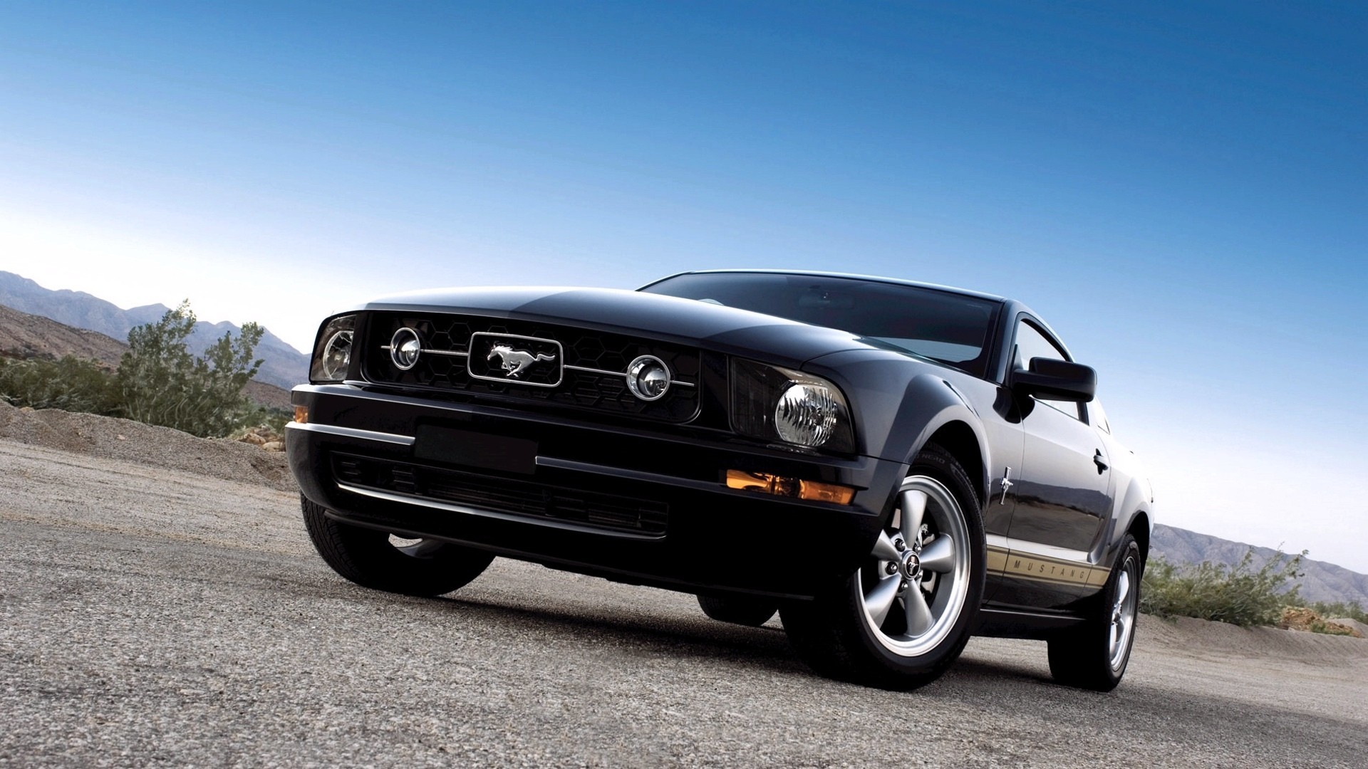 General 1920x1080 Ford Mustang muscle cars car frontal view Ford vehicle black cars Ford Mustang S-197 American cars