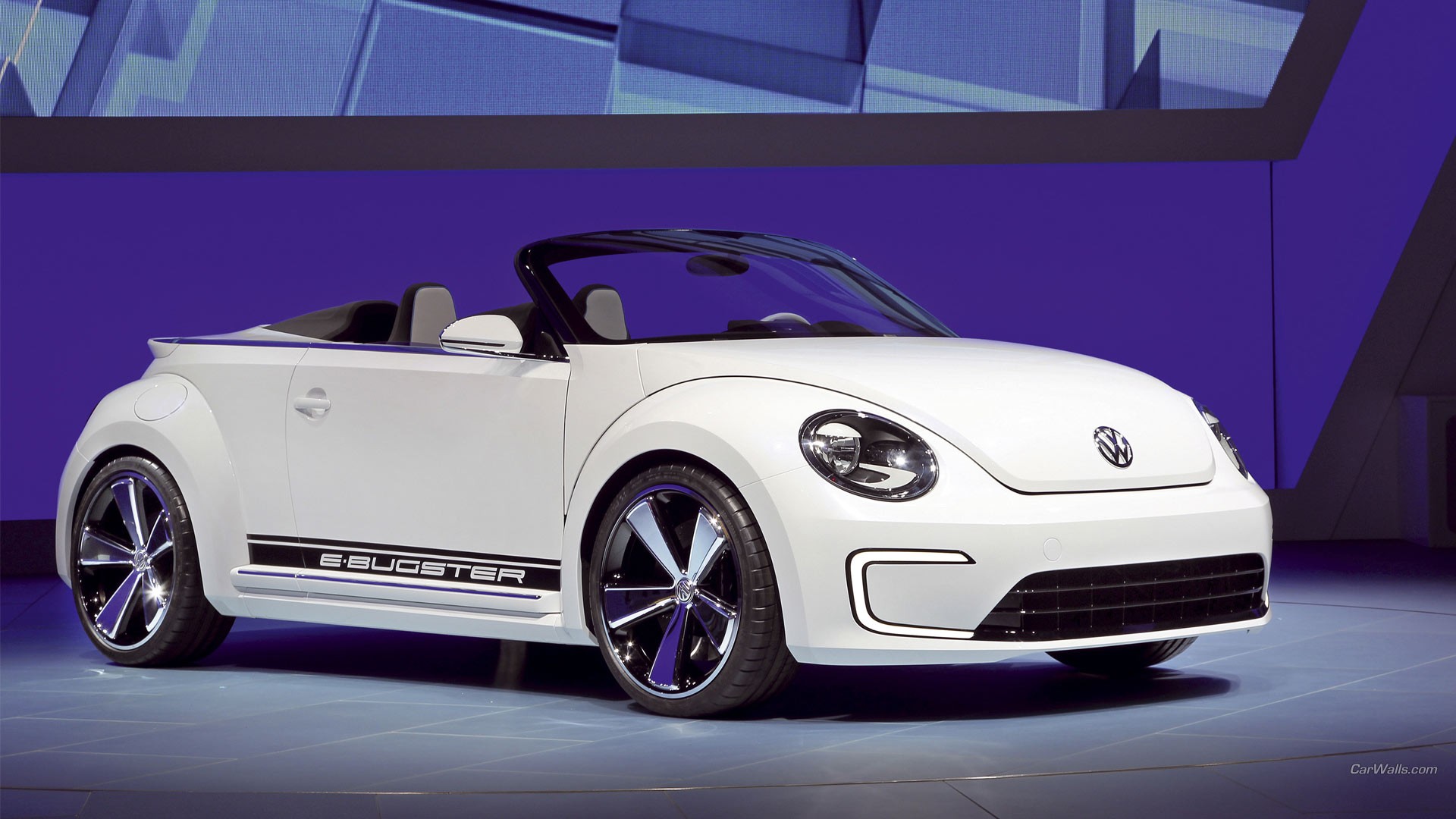 General 1920x1080 VW E-Bugster Volkswagen car Volkswagen New Beetle watermarked vehicle white cars German cars Volkswagen Group electric car convertible