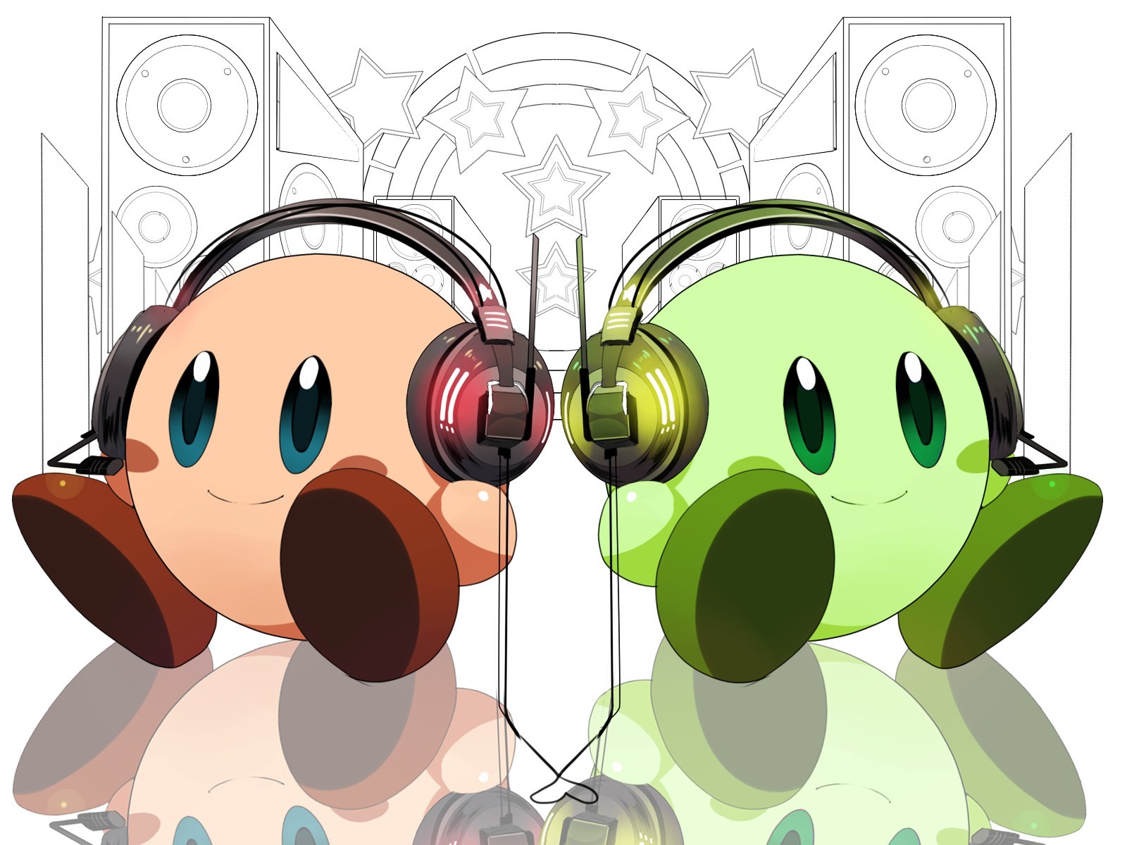 Anime 1600x1200 Kirby video games headphones video game art