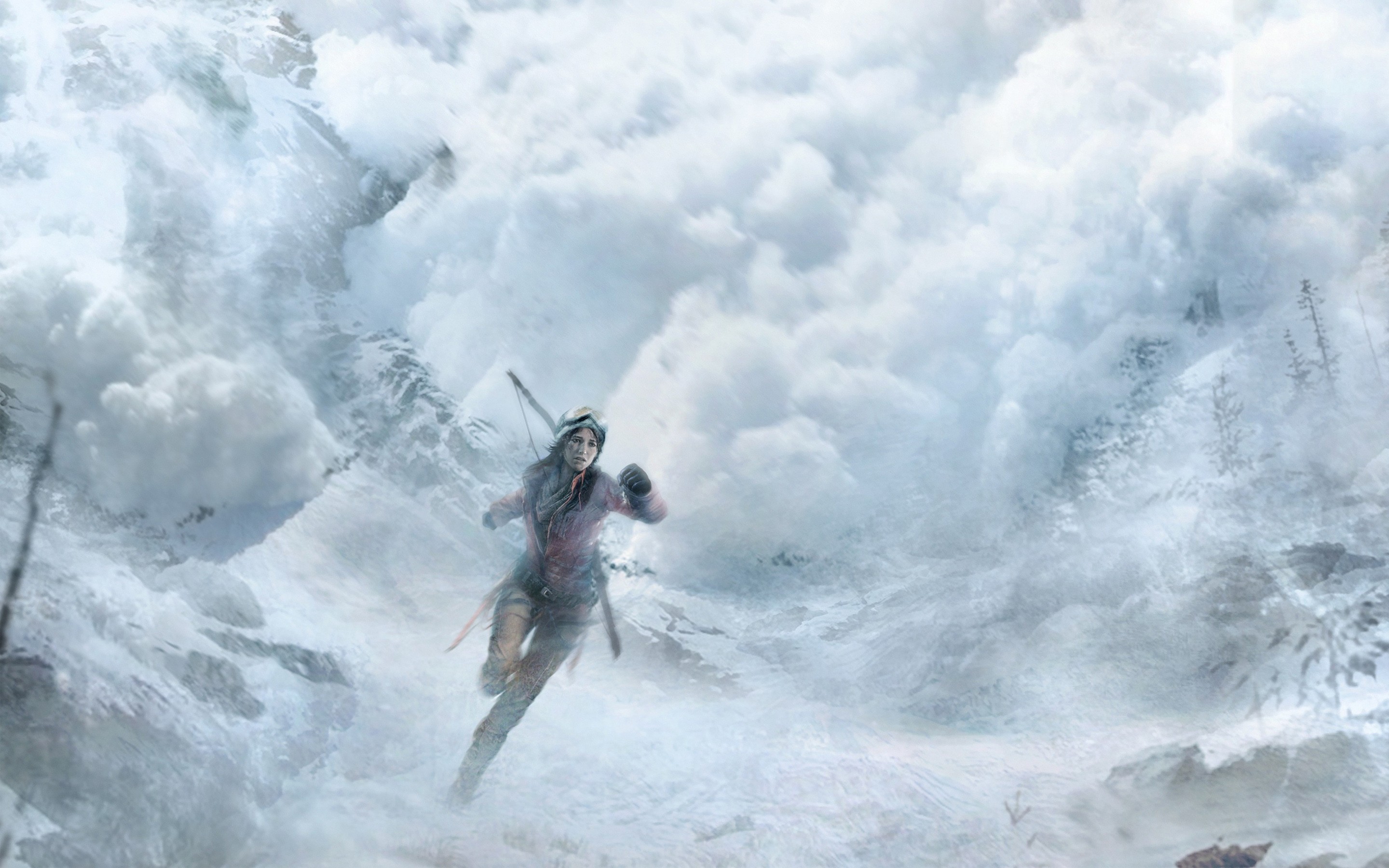 General 2880x1800 video games artwork Rise of the Tomb Raider Tomb Raider video game girls PC gaming Lara Croft (Tomb Raider) avalanche video game landscape ice snow winter running video game characters