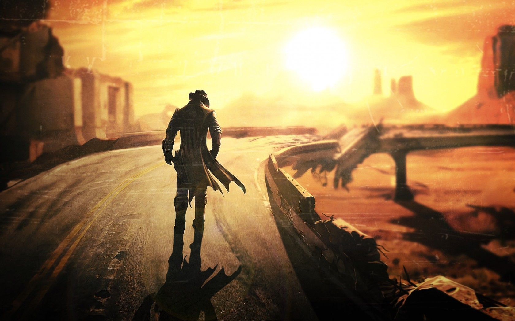 General 1680x1050 Fallout: New Vegas video game art video games PC gaming road apocalyptic