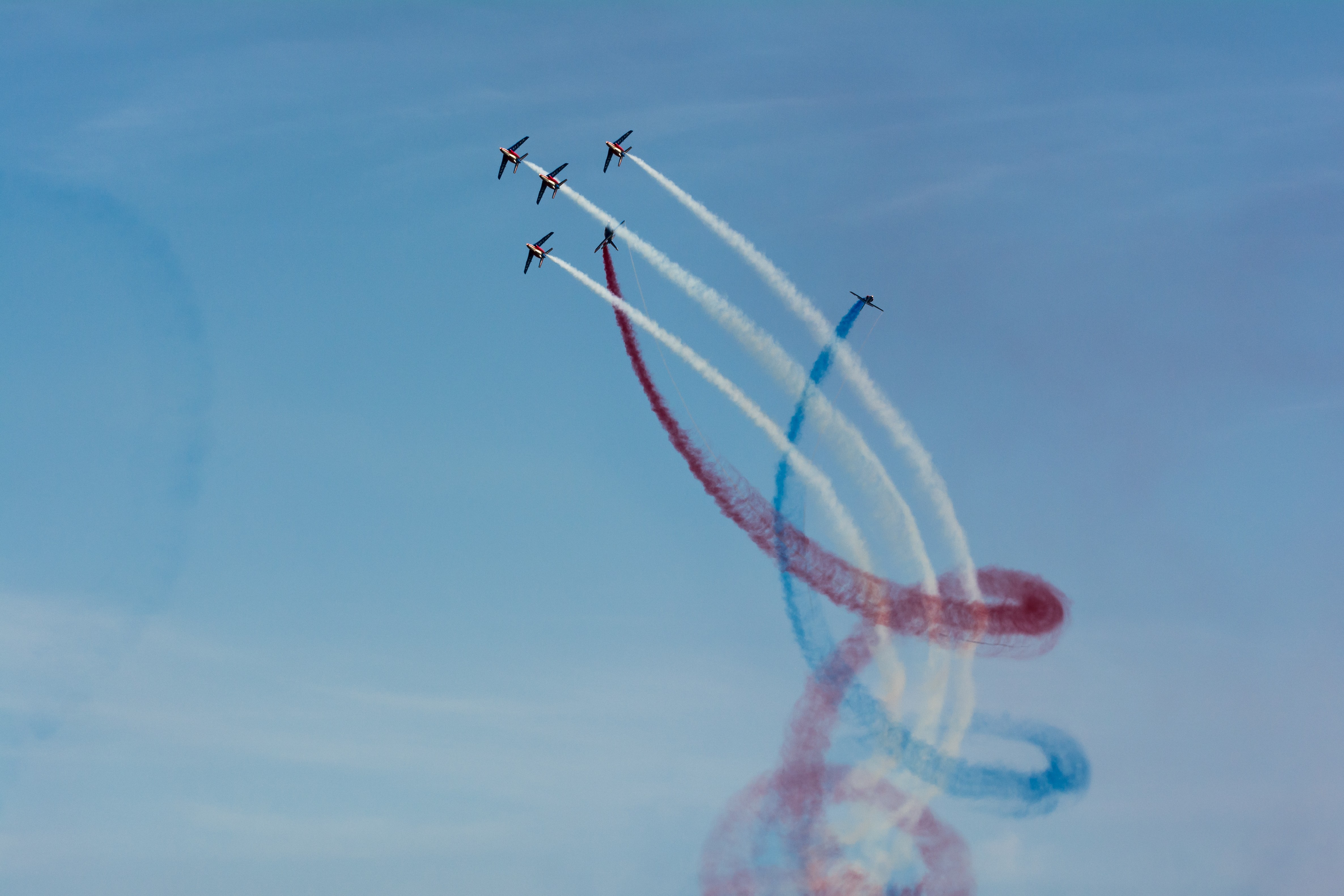 General 4743x3162 airshows airplane Patrouille de France contrails aircraft vehicle military aircraft aerobatic team
