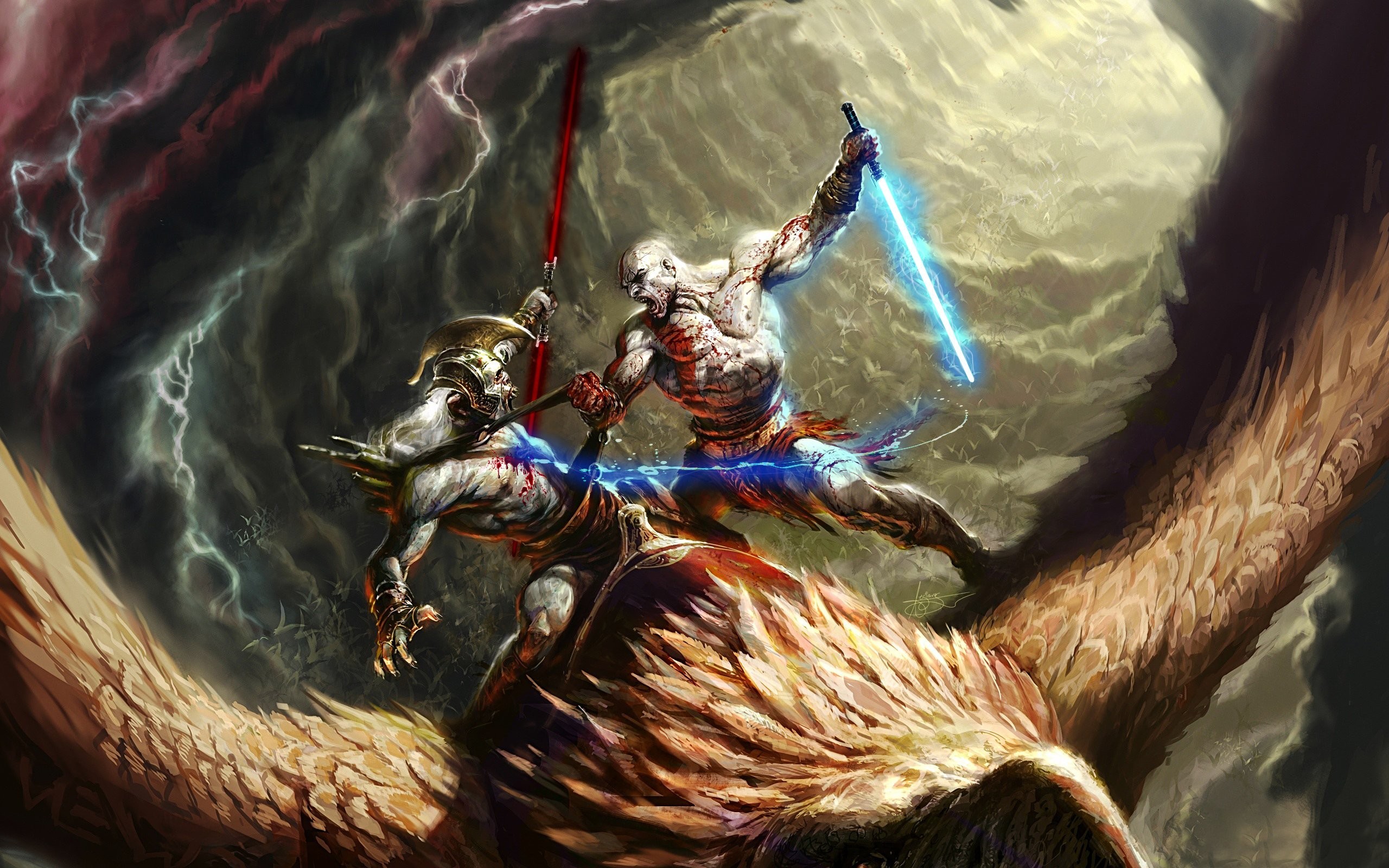 General 2560x1600 God of War lightsaber God of War II Sony Computer Entertainment video games video game art Kratos