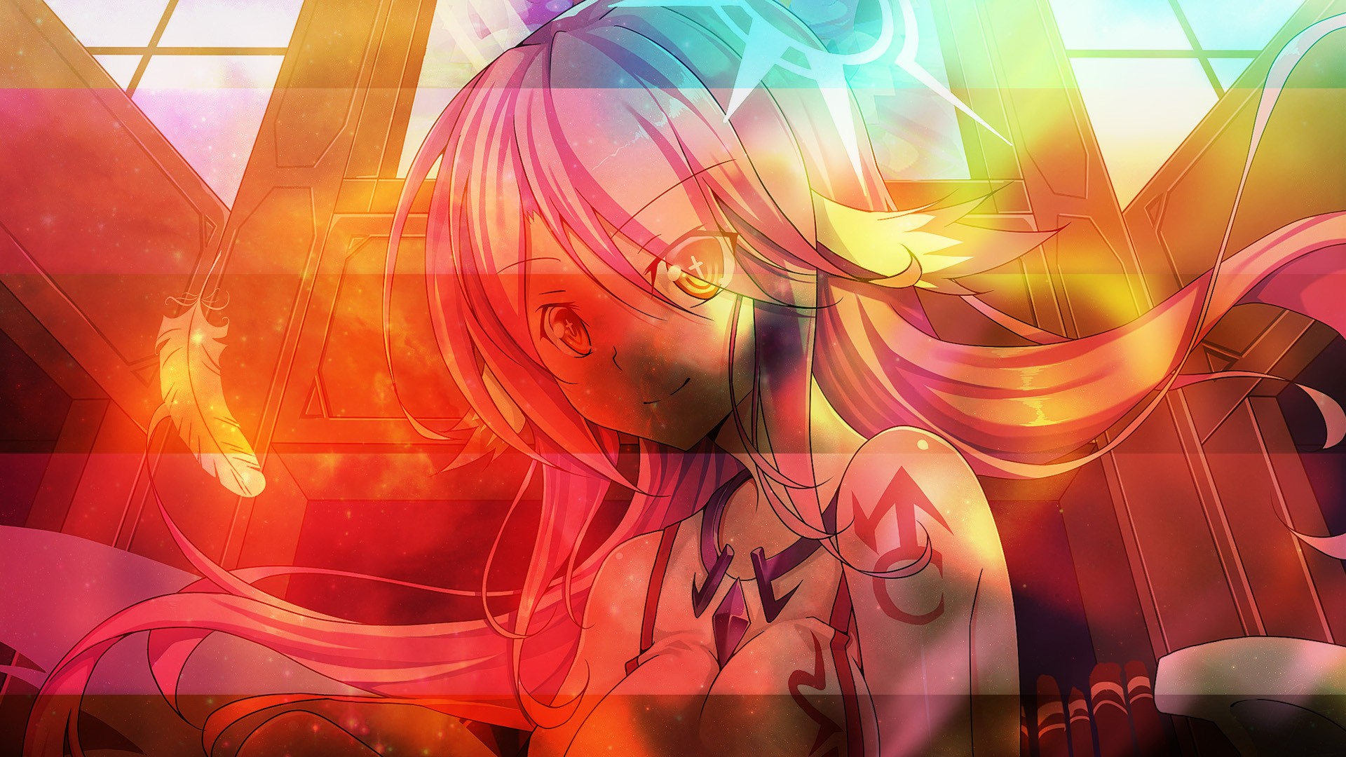 Anime 1920x1080 Jibril No Game No Life anime anime girls face looking at viewer long hair