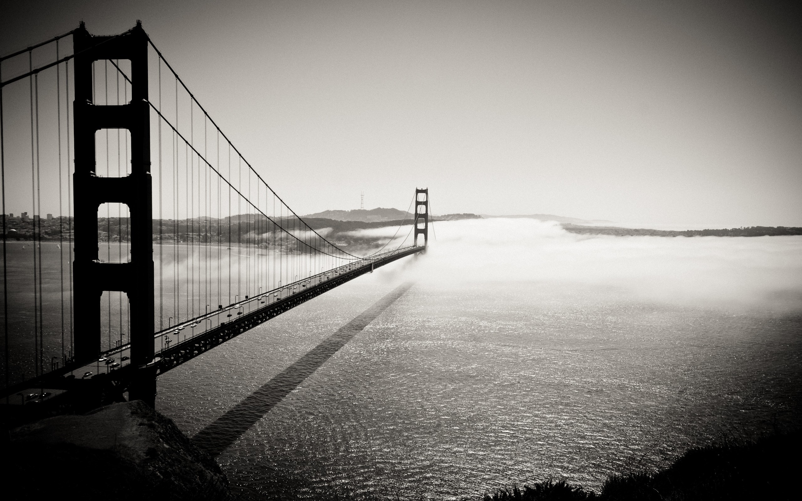 General 2560x1600 Golden Gate Bridge monochrome bridge landscape suspension bridge USA