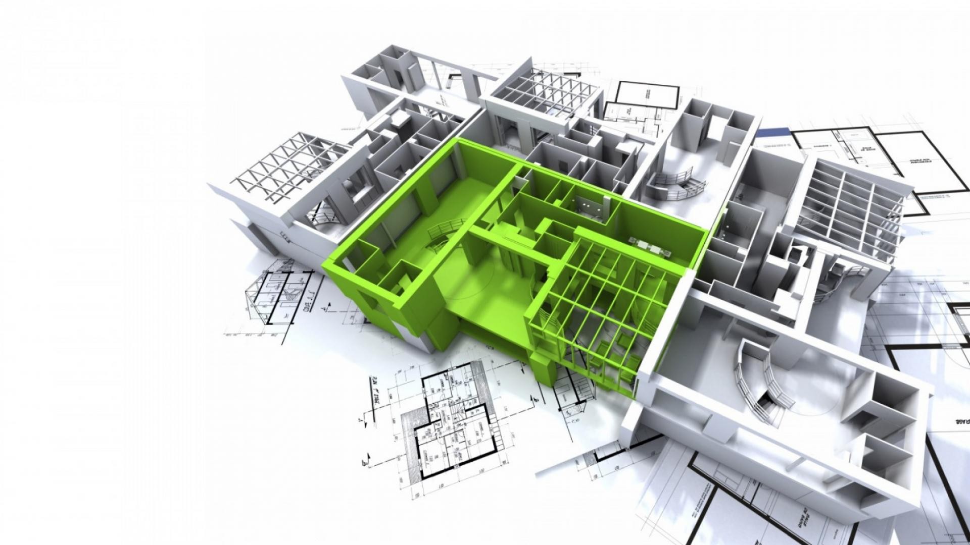 General 1920x1080 house building blueprints interior green CGI architecture simple background white background