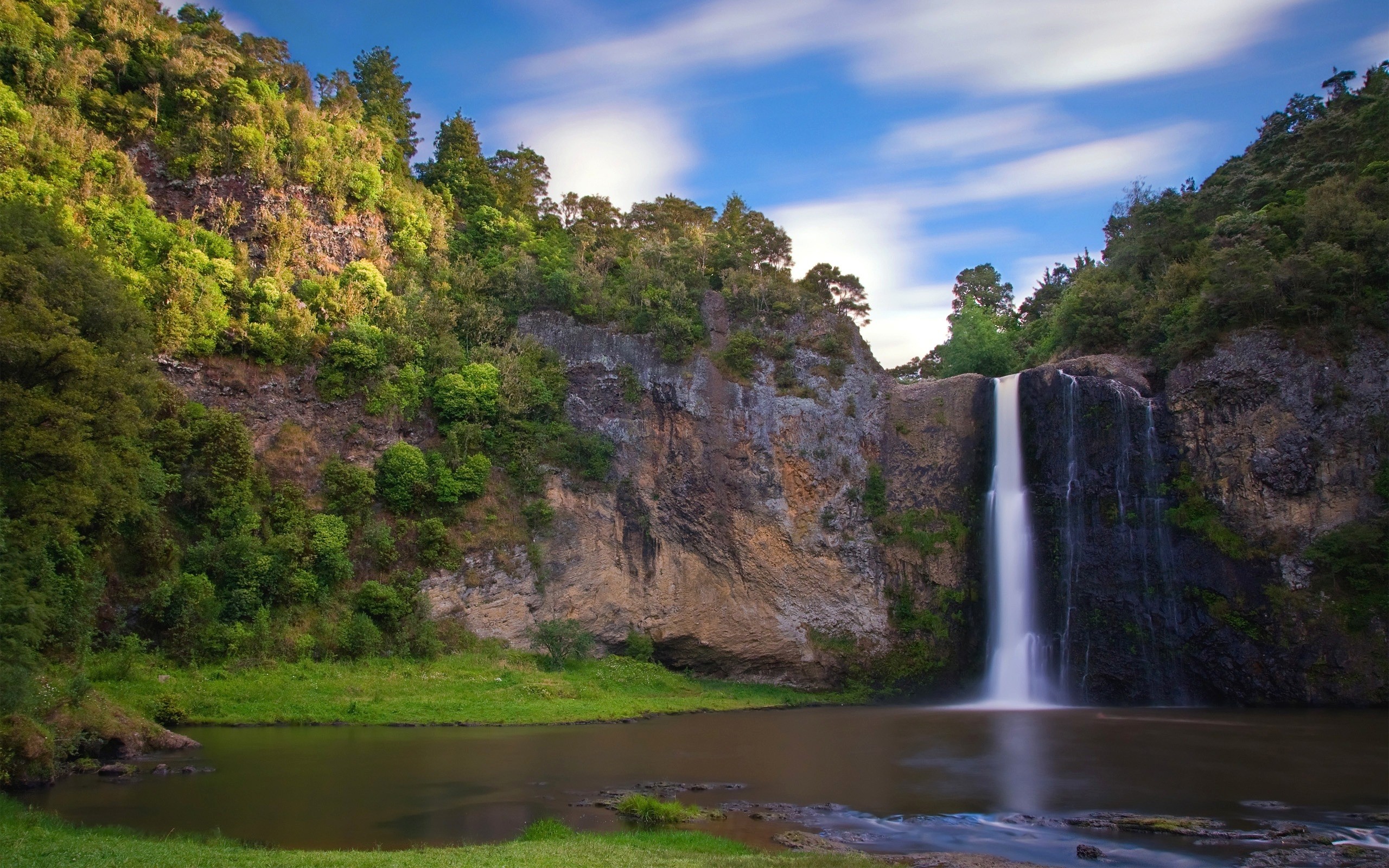 General 2560x1600 nature waterfall Hunua Ranges cliff river landscape New Zealand