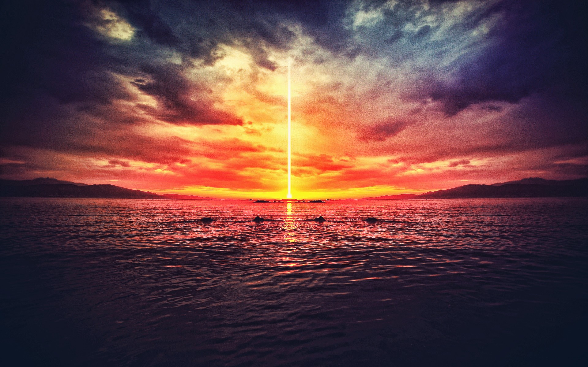 General 1920x1200 water sunset sea clouds