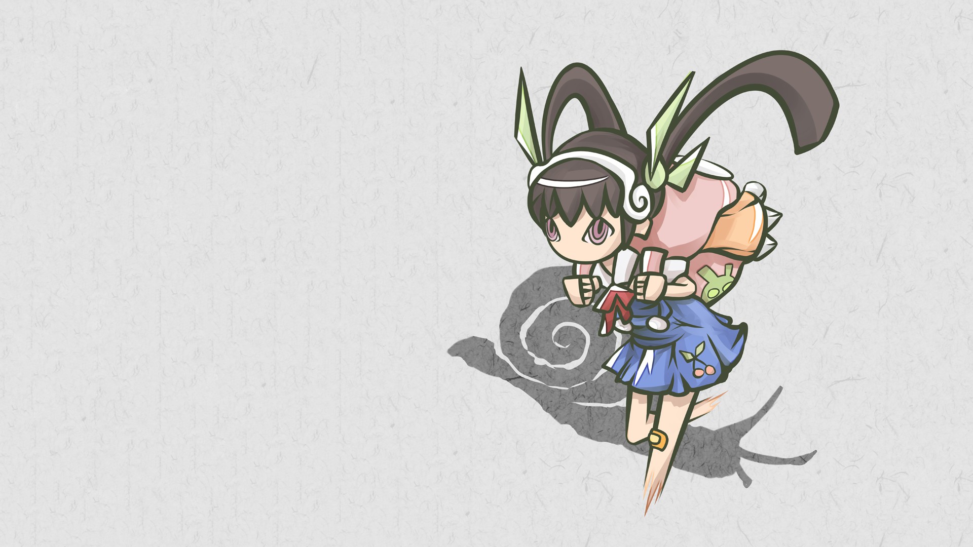 Anime 1920x1080 Monogatari Series Hachikuji Mayoi anime girls snail twintails anime simple background white background brunette backpacks