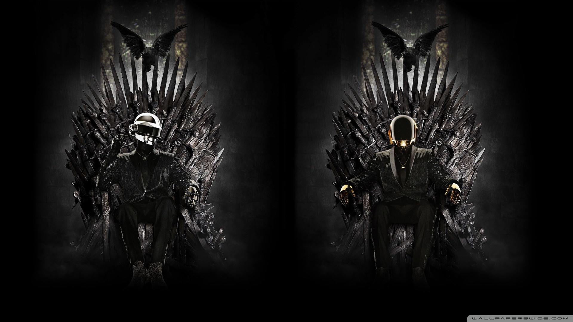General 1920x1080 Daft Punk Game of Thrones Iron Throne mashup electronic music crossover sitting music musician watermarked