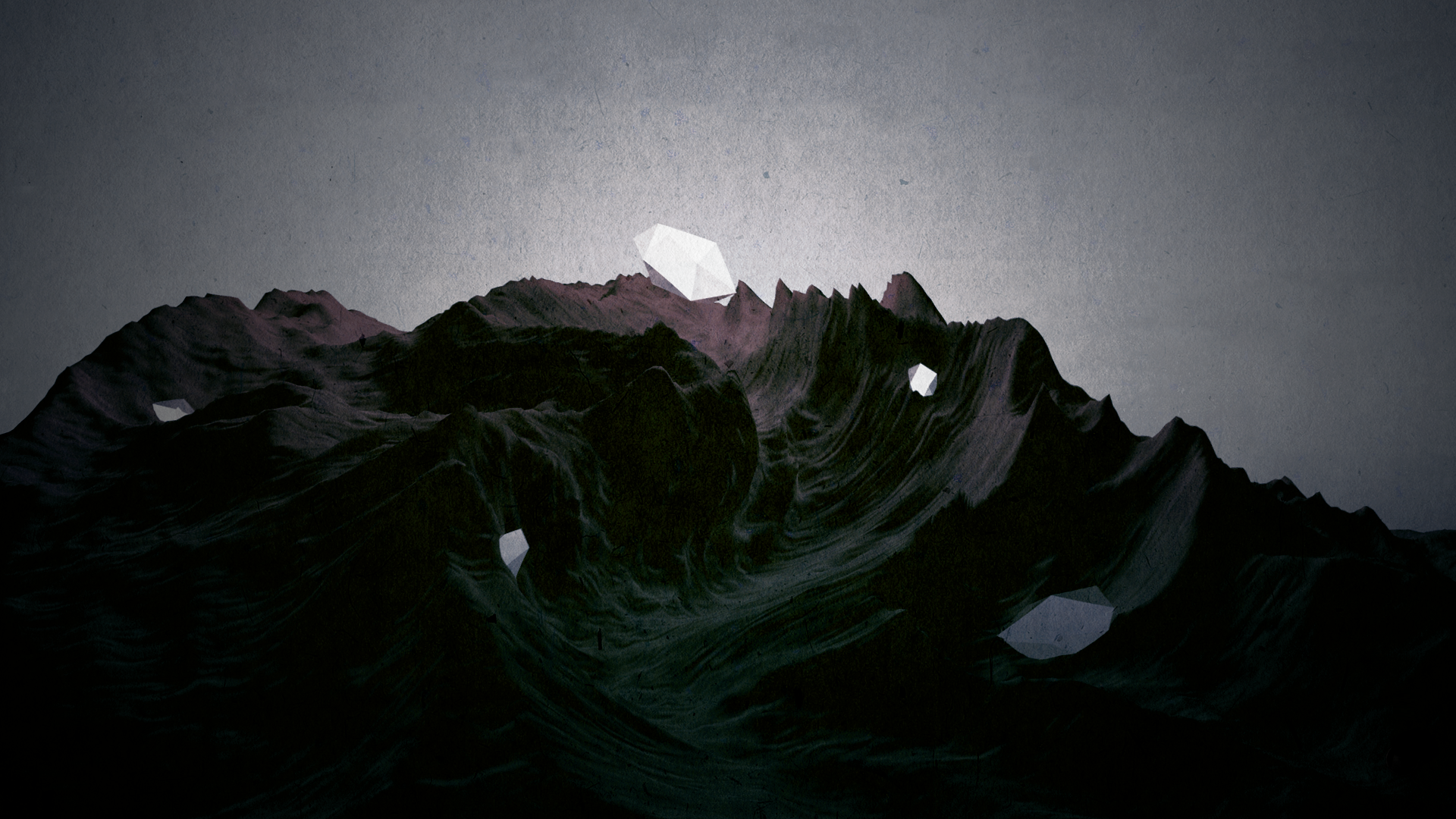 General 1920x1080 minimalism digital art dark abstract landscape nature mountains