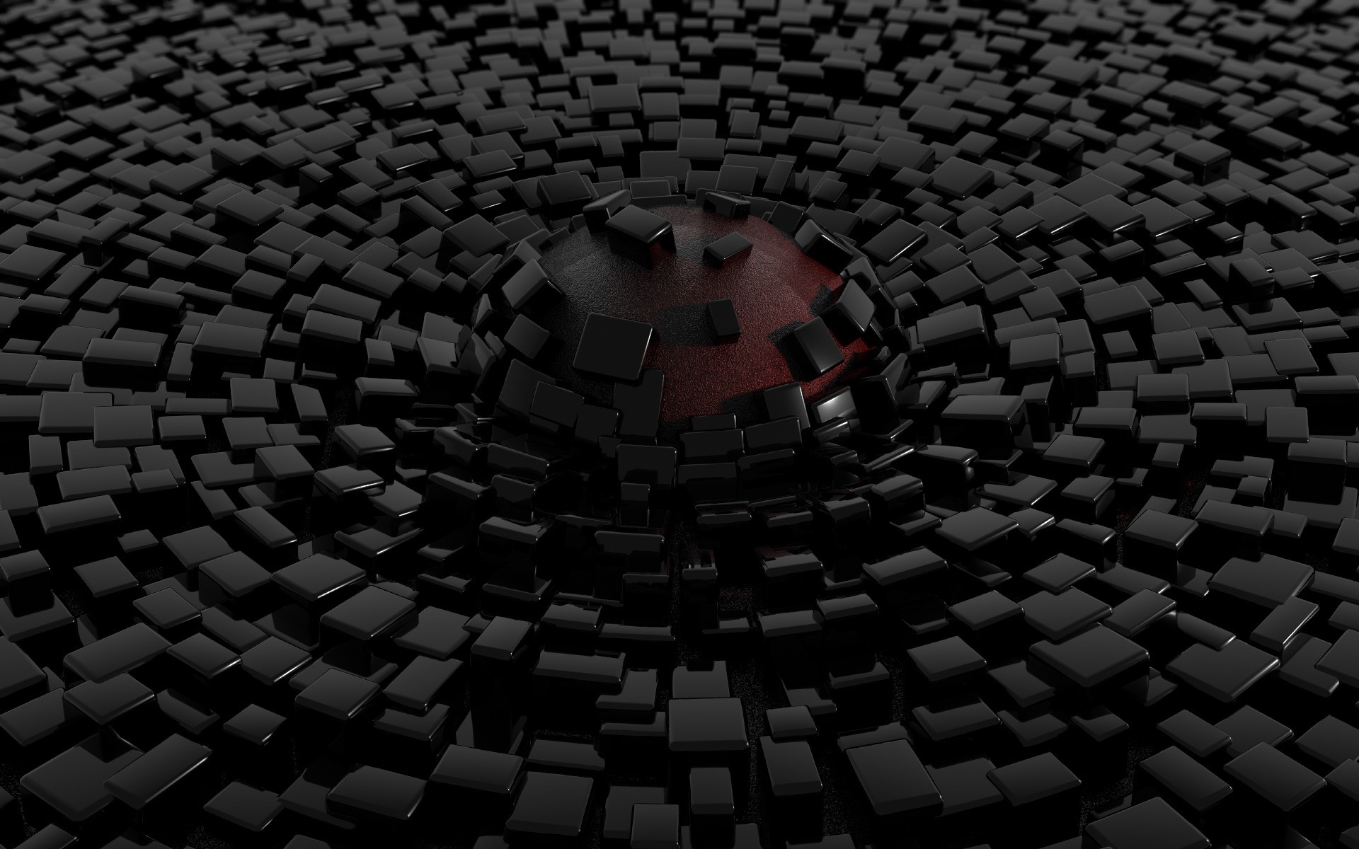 General 1920x1200 CGI digital art 3D Blocks 3D Abstract black red sphere