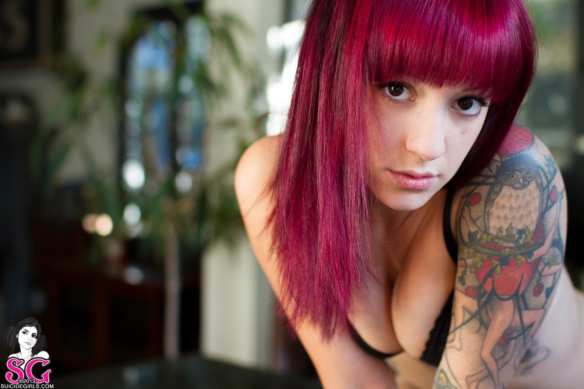 People 1200x800 Suicide Girls Brewin Suicide tattoo boobs women lingerie cleavage dyed hair pornstar inked girls redhead looking at viewer 2013 (Year) women indoors indoors