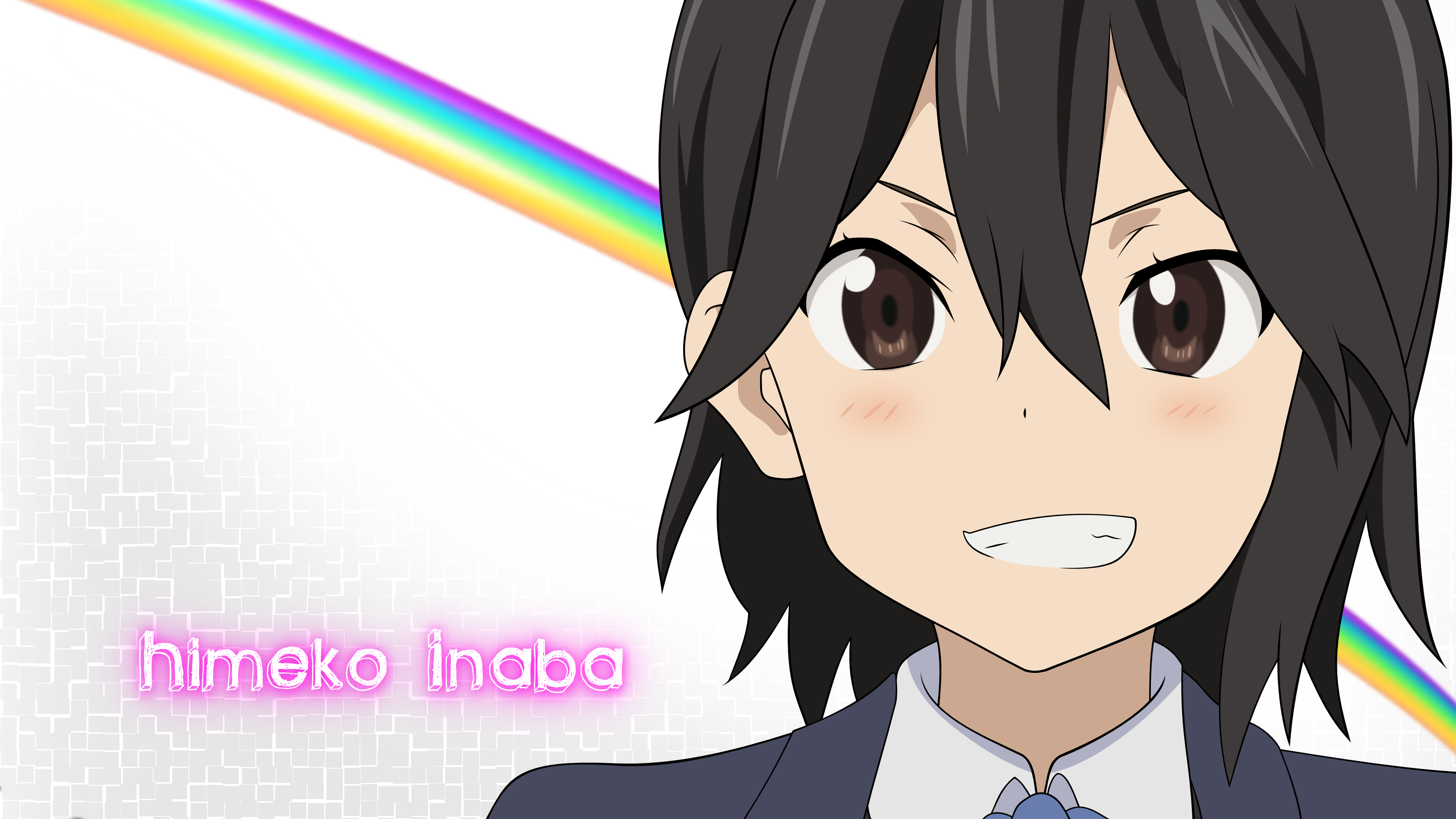 Anime 3840x2160 anime Kokoro Connect Inaba Himeko anime girls brown eyes dark hair simple background white background angry looking at viewer face