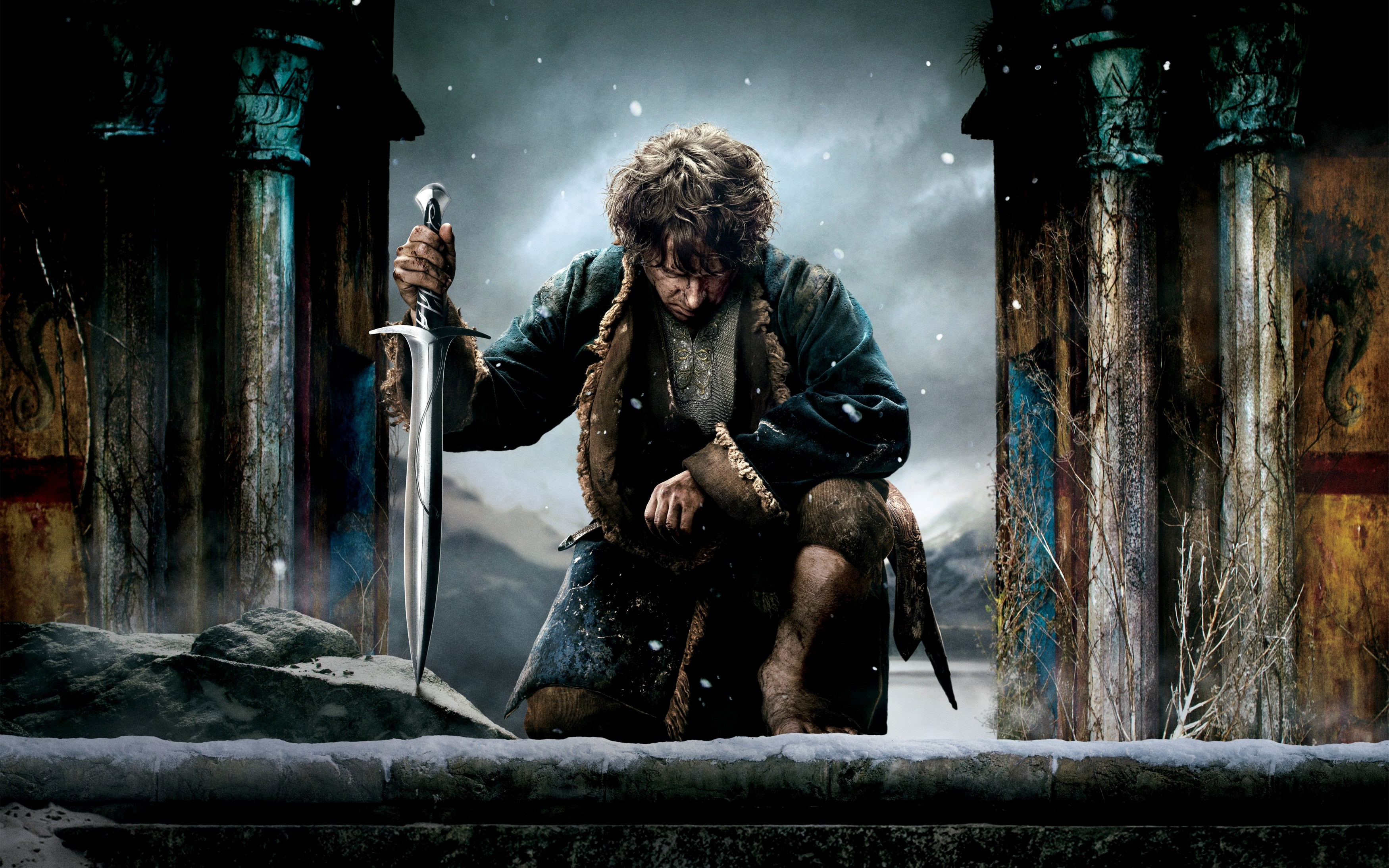 General 3500x2188 The Hobbit sword Bilbo Baggins Sting Martin Freeman The Hobbit: The Battle of the Five Armies movies digital art