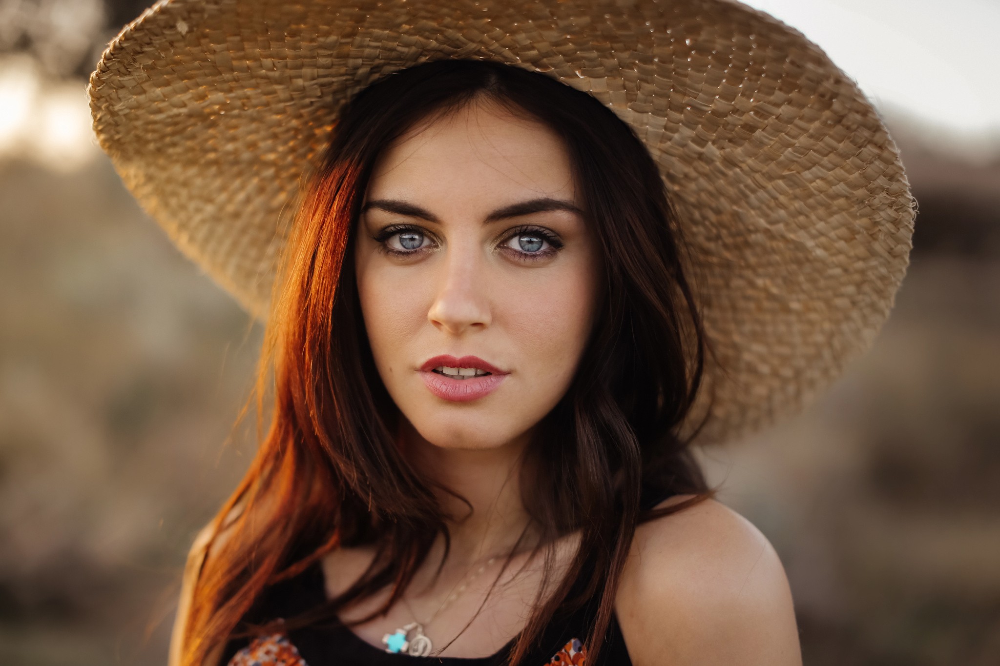 Women Aurela Skandaj Brunette Blue Eyes Face Model Looking At Viewer Women Outdoors 6779