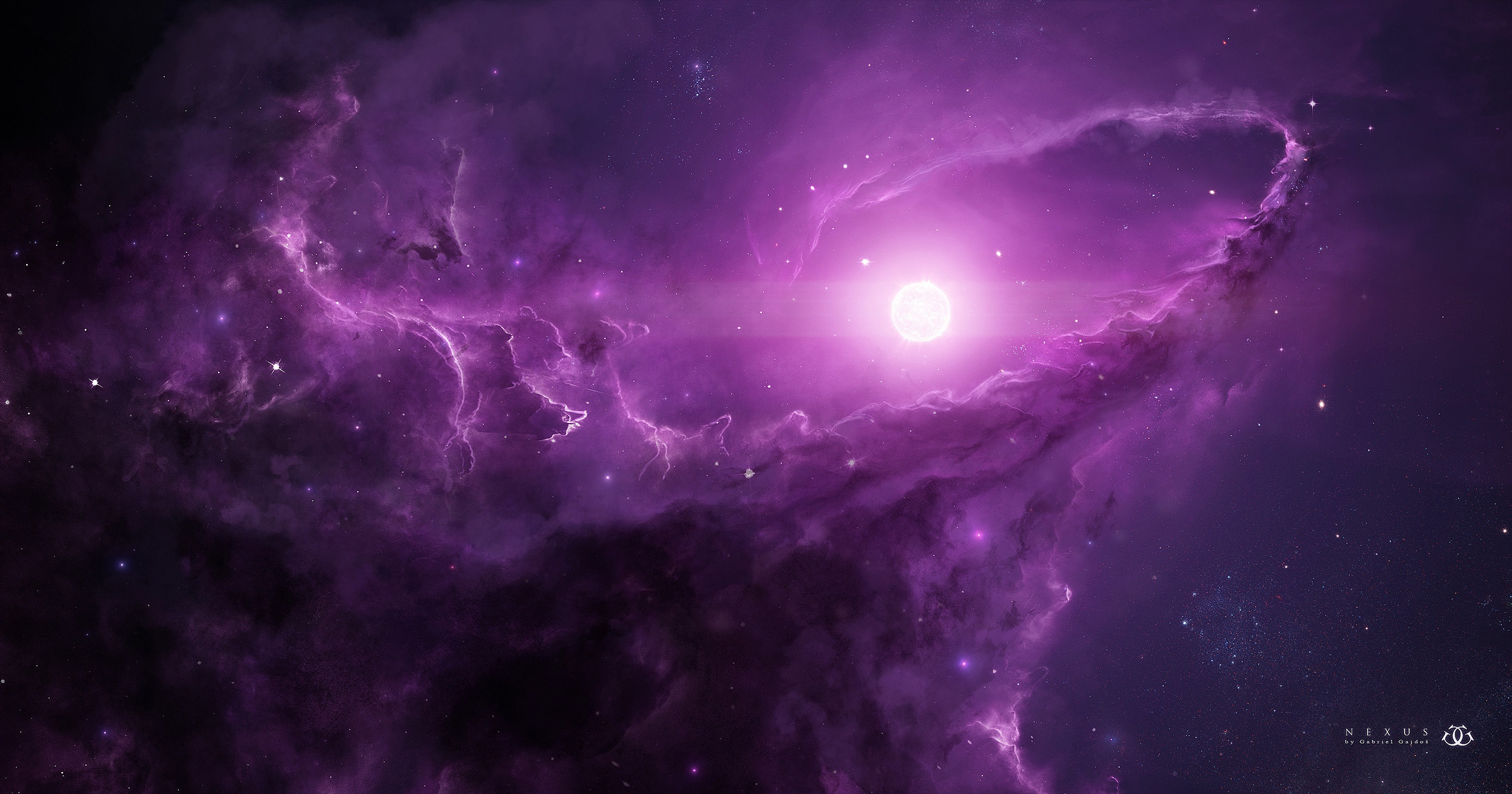 General 2560x1344 nebula space space art digital art purple stardust