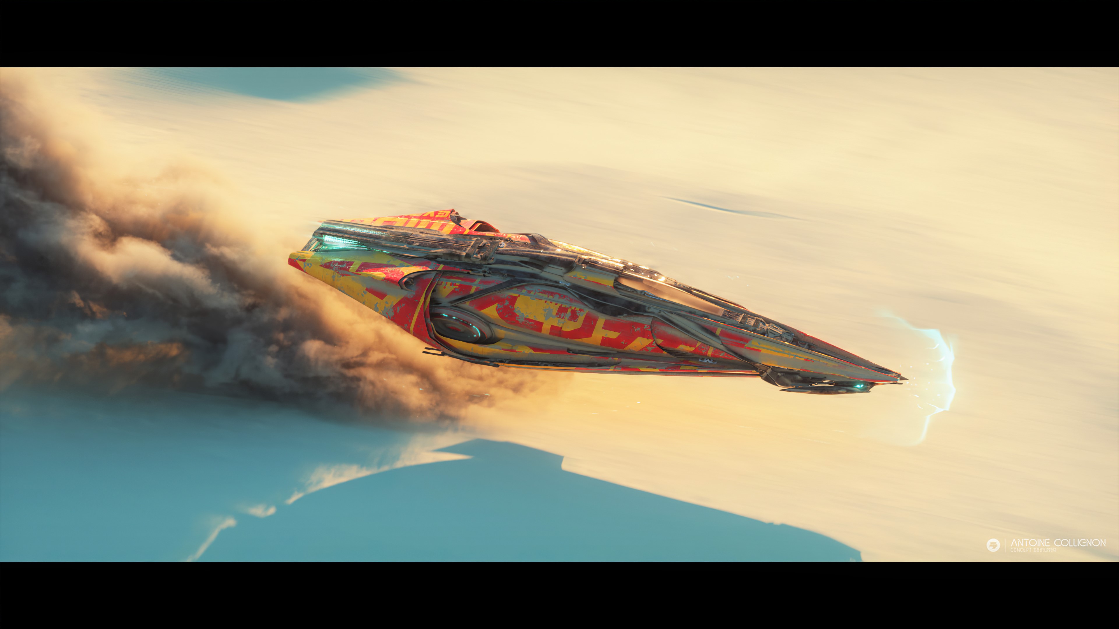 General 3840x2160 Antoine Collignon futuristic desert aircraft spaceship Wipeout Wipeout HD goteki feisar ArtStation vehicle science fiction