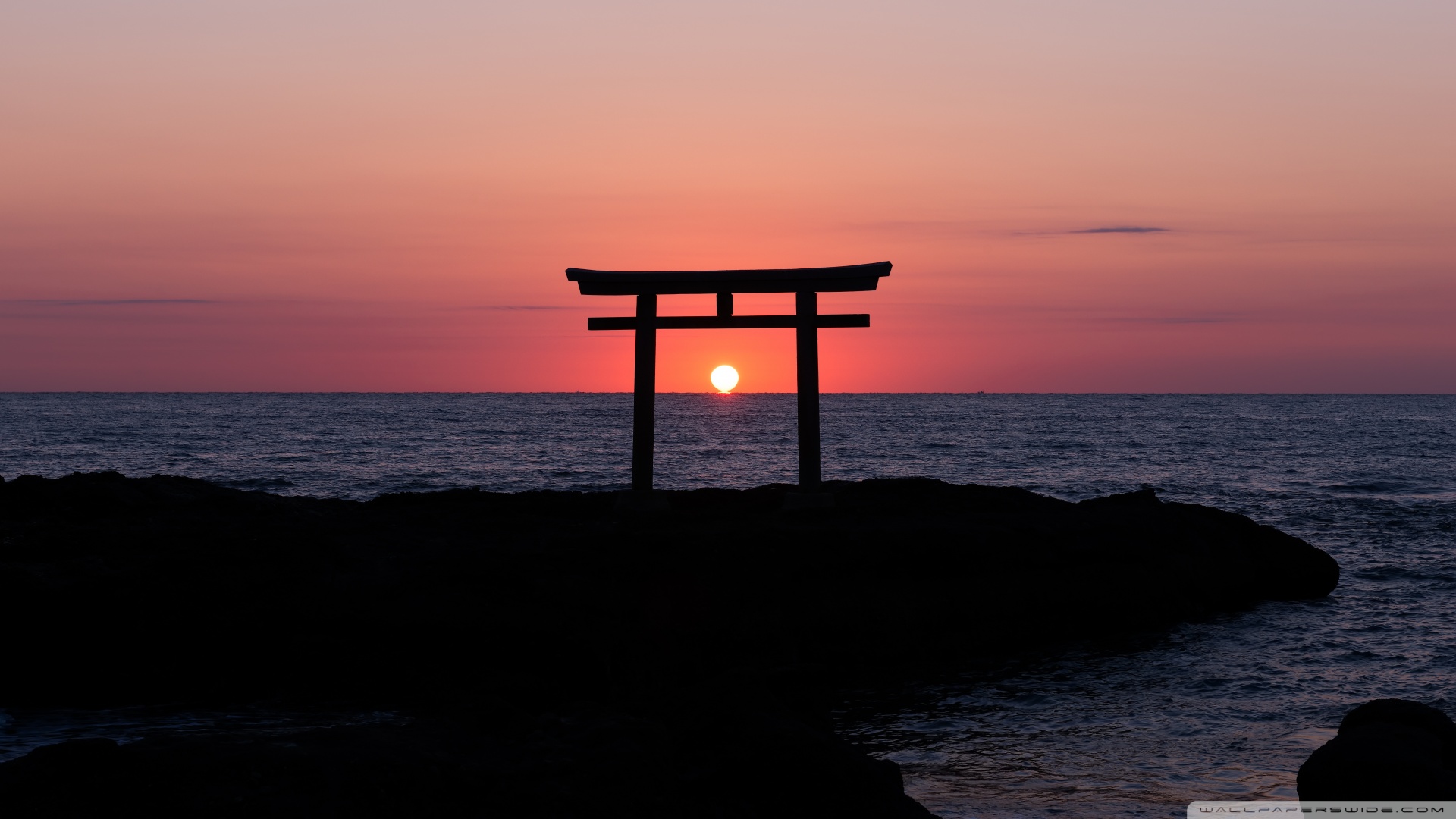 General 1920x1080 nature landscape torii sunset sea
