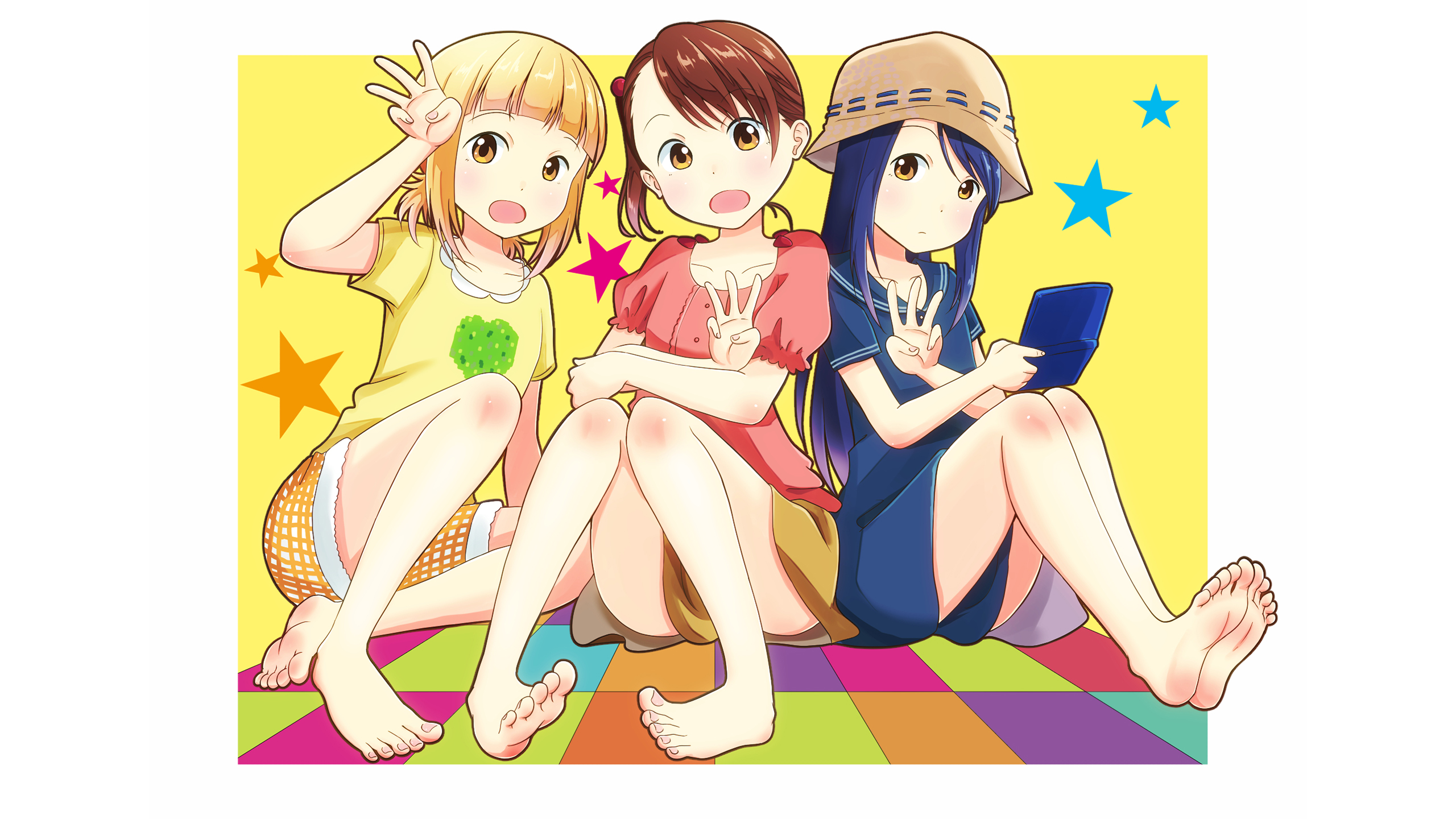 Anime 2560x1440 anime girls Mitsuboshi Colors loli pale anime simple background white background