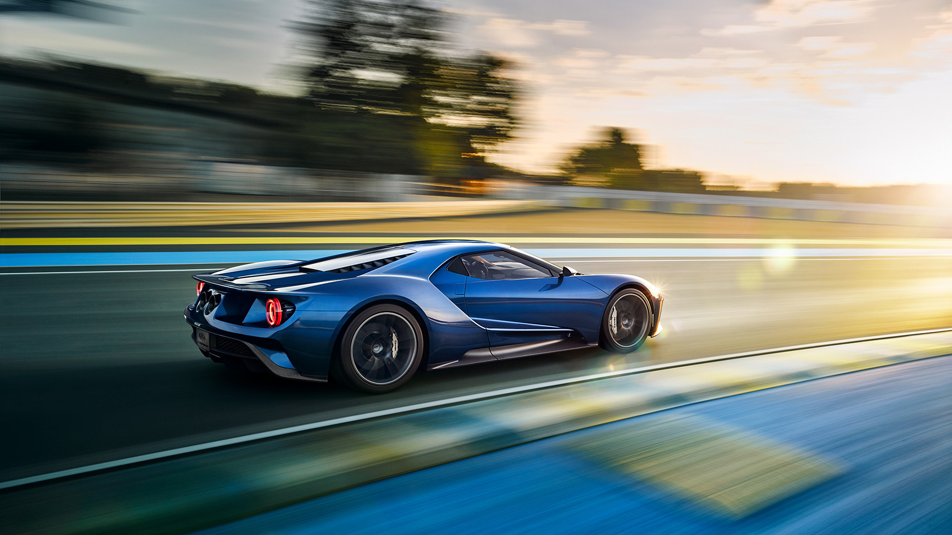 General 1920x1080 car photography blue cars vehicle Ford GT Mk II Ford GT Ford motion blur race tracks supercars American cars