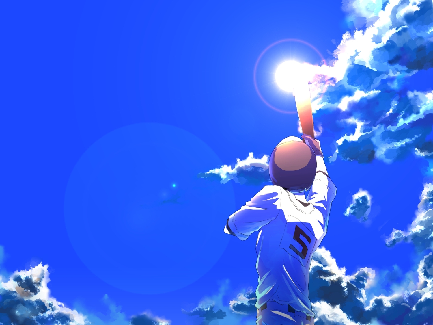 Anime 1500x1125 clouds baseball sport uniform
