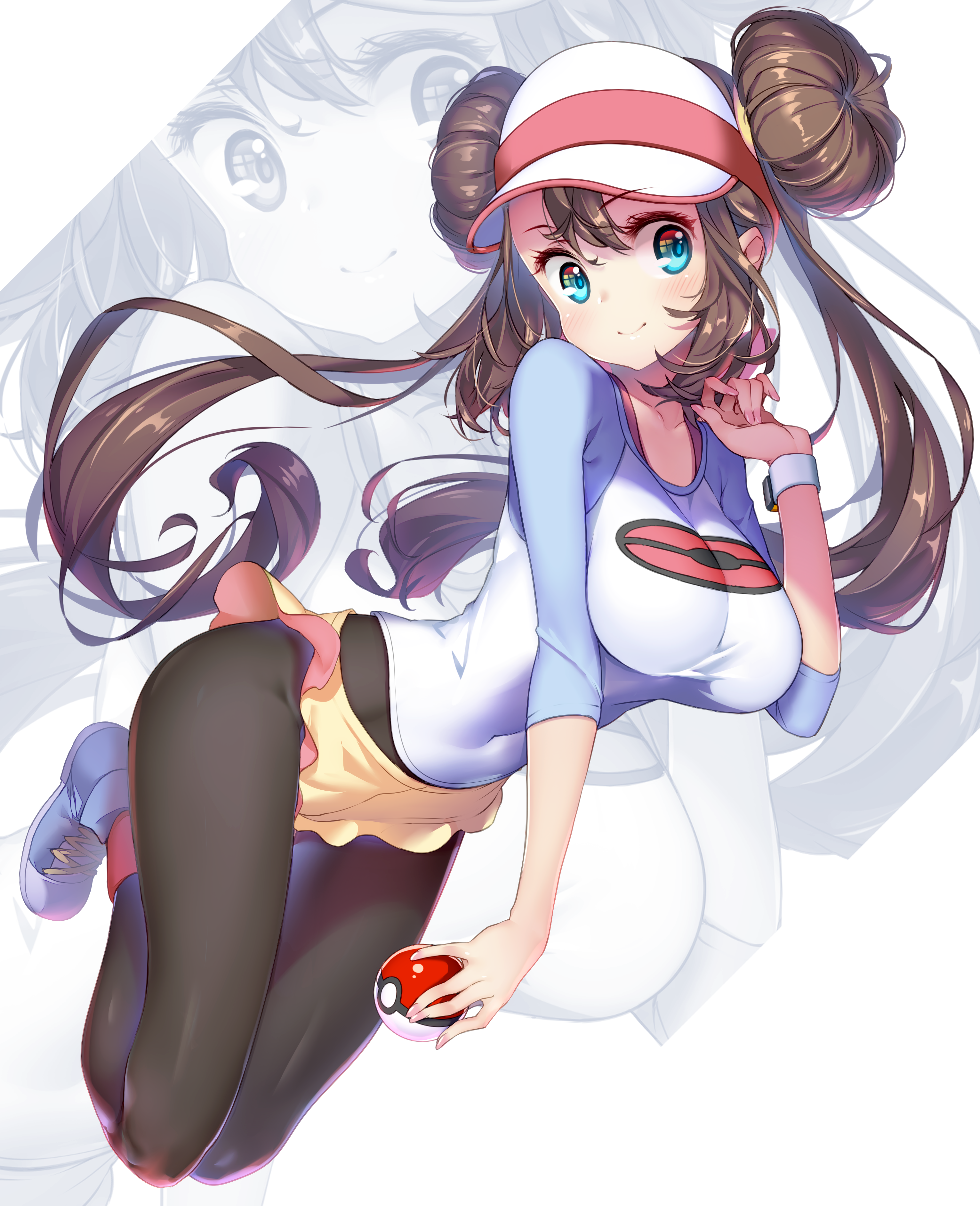 Anime 3062x3766 anime girls anime brunette long hair blue eyes Pokémon Rosa (Pokémon) White Spider (artist) pantyhose