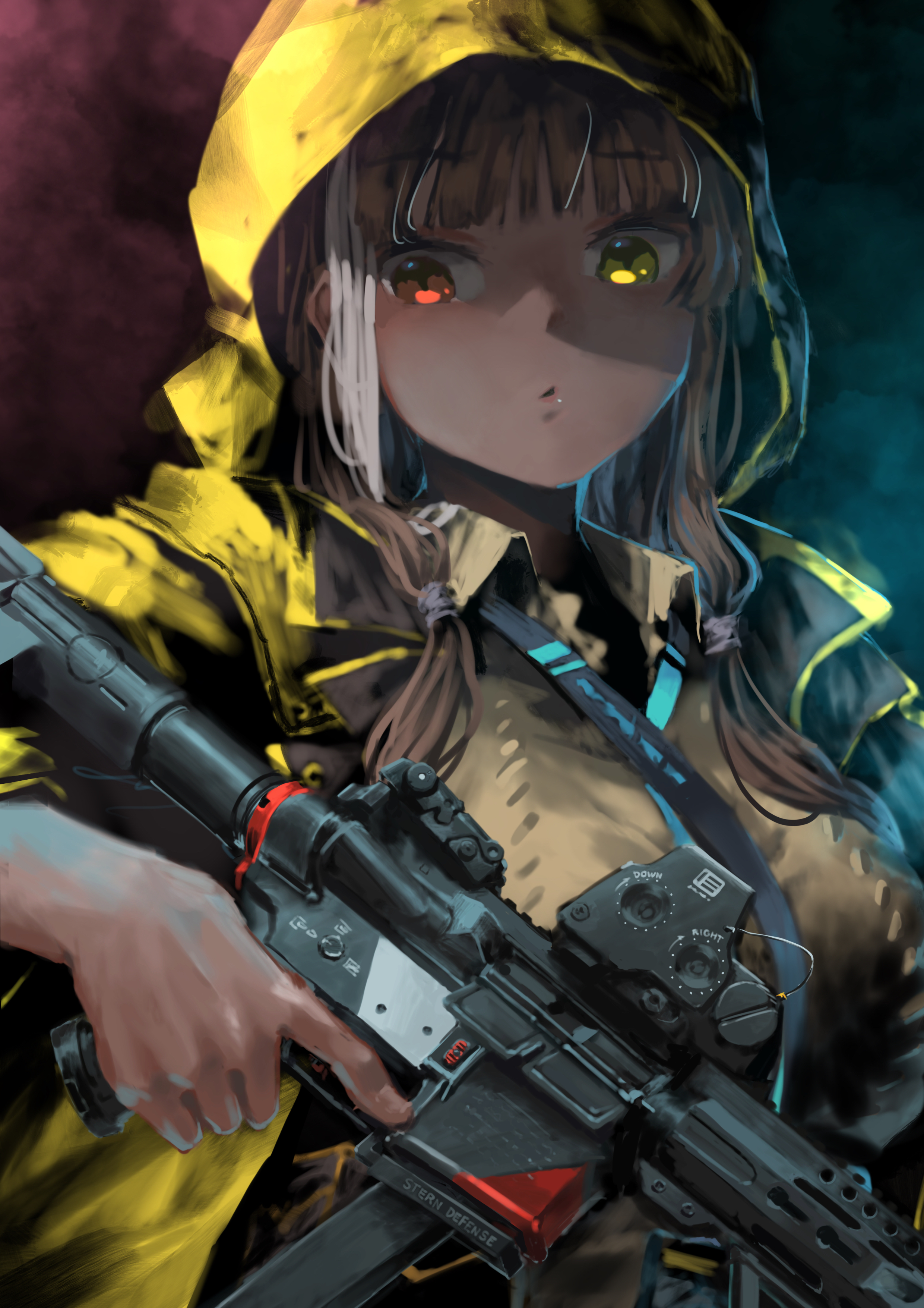 Anime 2480x3508 anime anime girls white hair red eyes yellow eyes gun Girls Frontline RO635 (Girls Frontline)