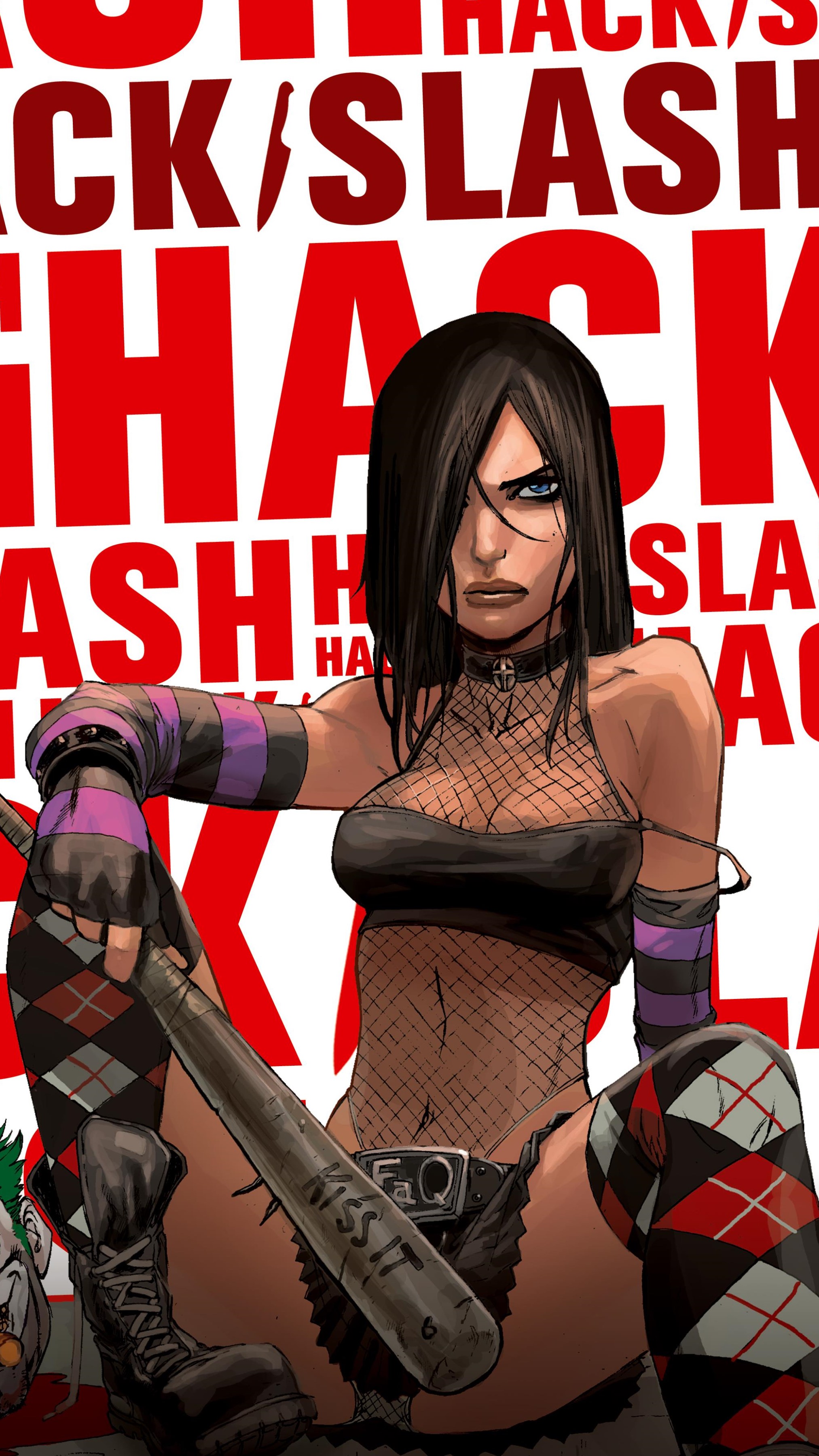 General 2025x3600 Hack/Slash comic art comics women sitting artwork boobs belly brunette baseball bat angry portrait display digital art