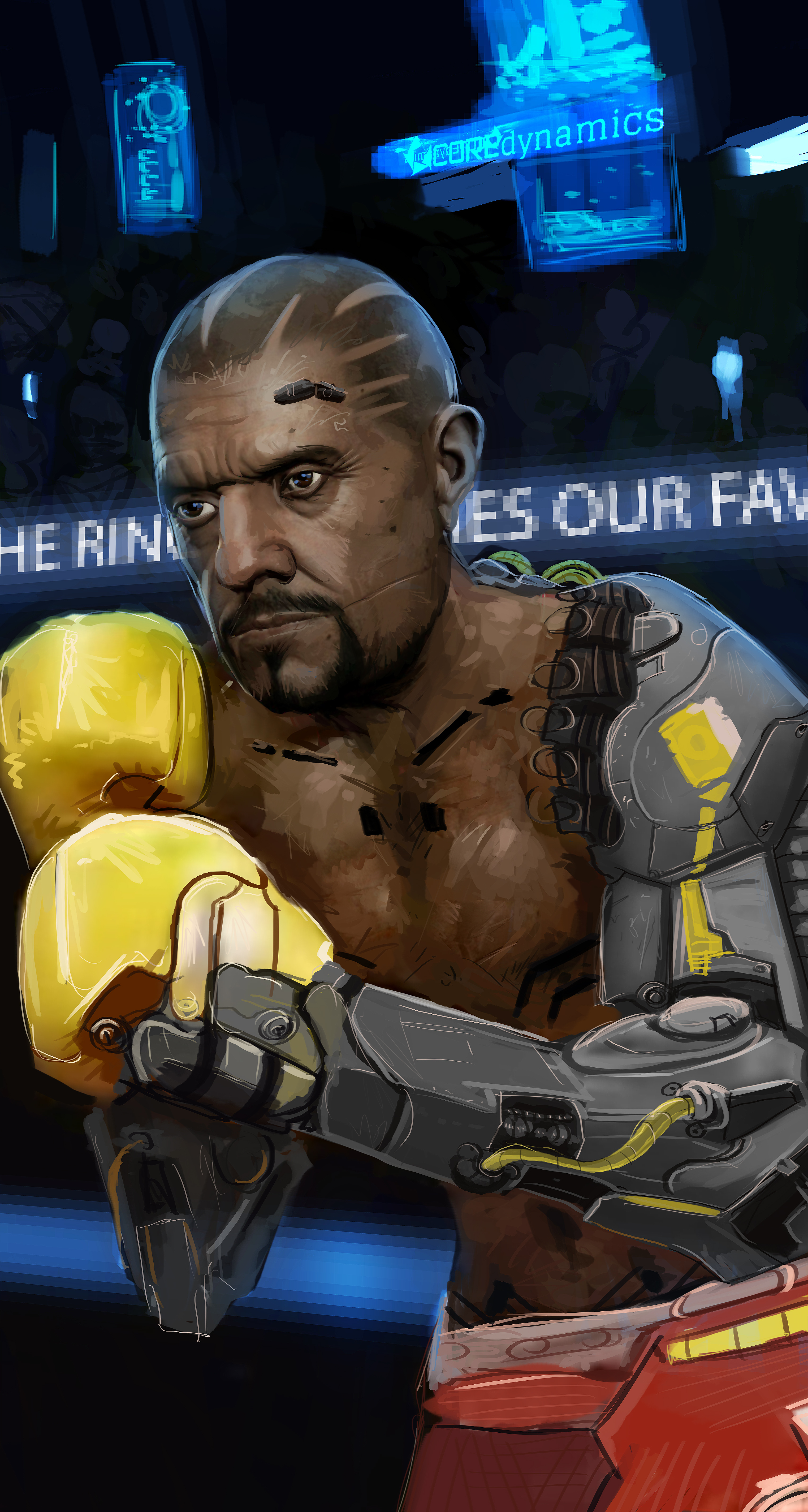 General 3045x5697 Kev-Art Elite: Dangerous Commander boxers boxing gloves cyborg digital art portrait display
