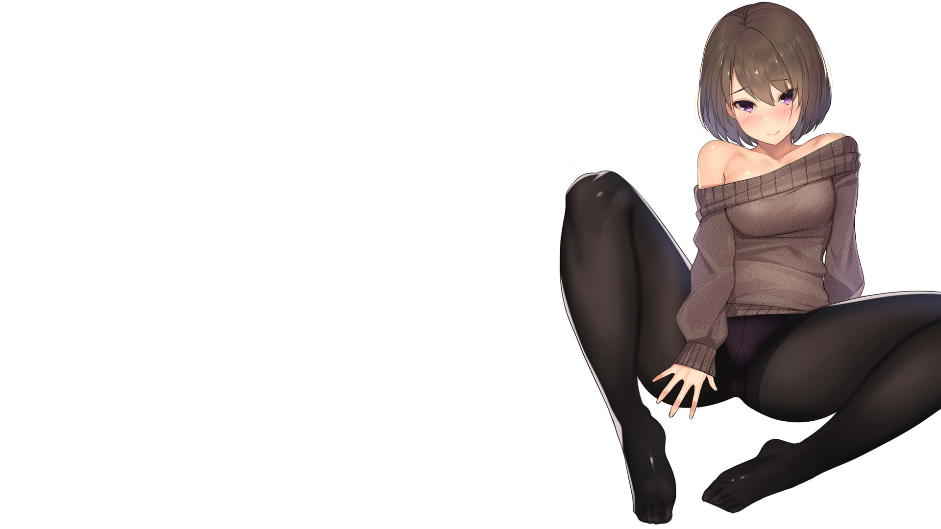 Sitting Thighs Kagematsuri Anime Anime Girls Simple Background Ecchi Panties Pantyhose
