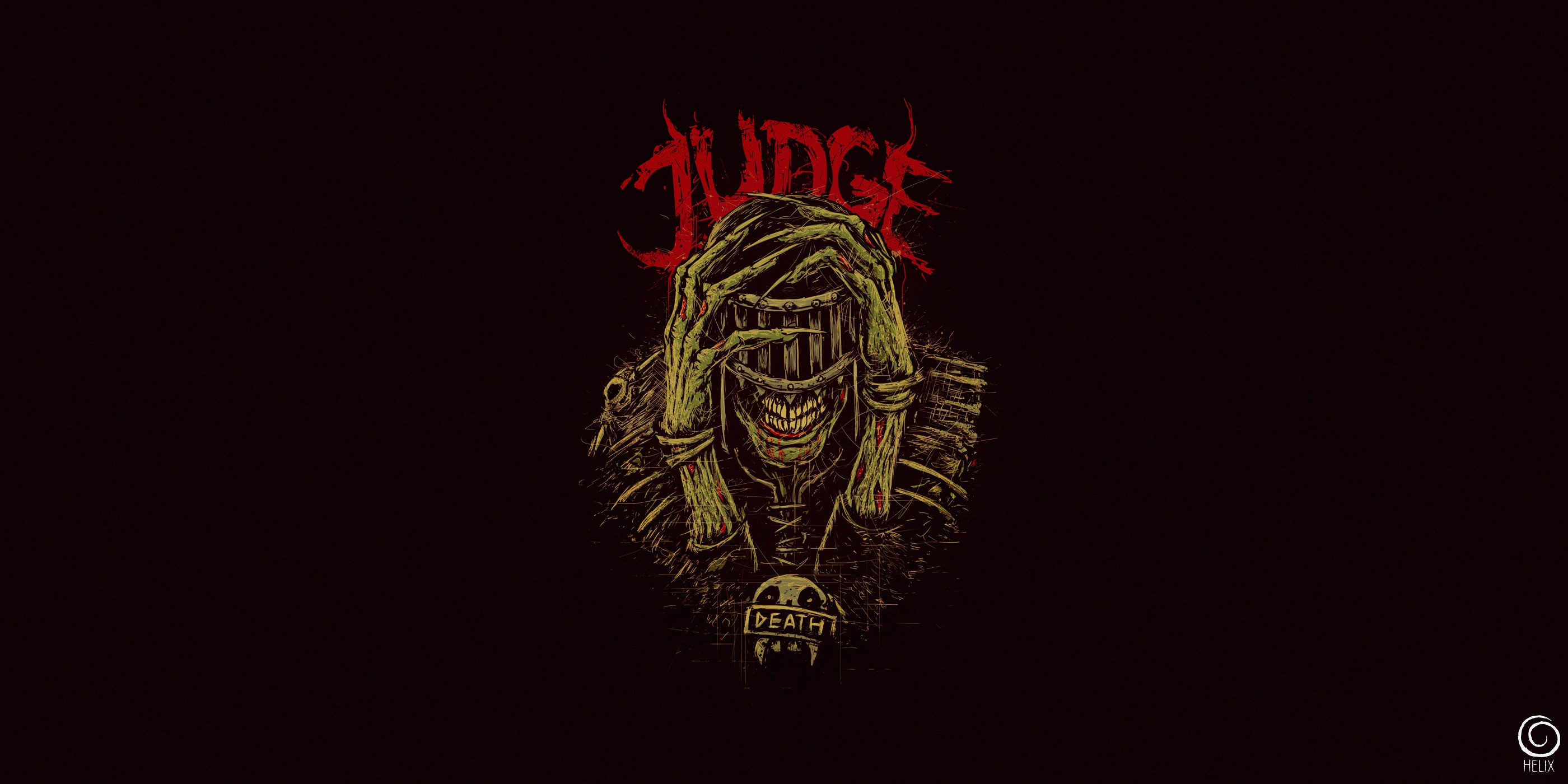 General 2800x1400 simple background artwork minimalism Judge Dredd Judge Death Dark Judges Deadworld