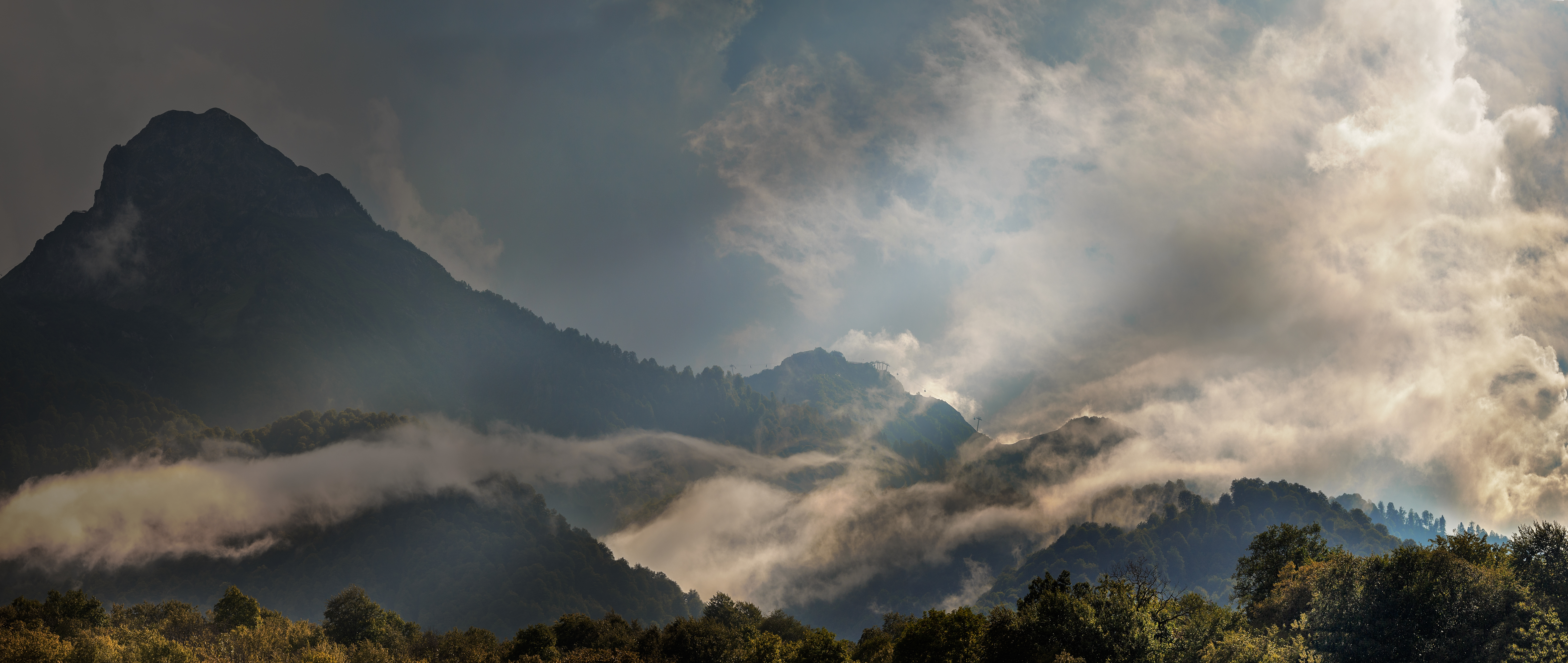 General 6250x2642 Caucasus Mountains clouds mist