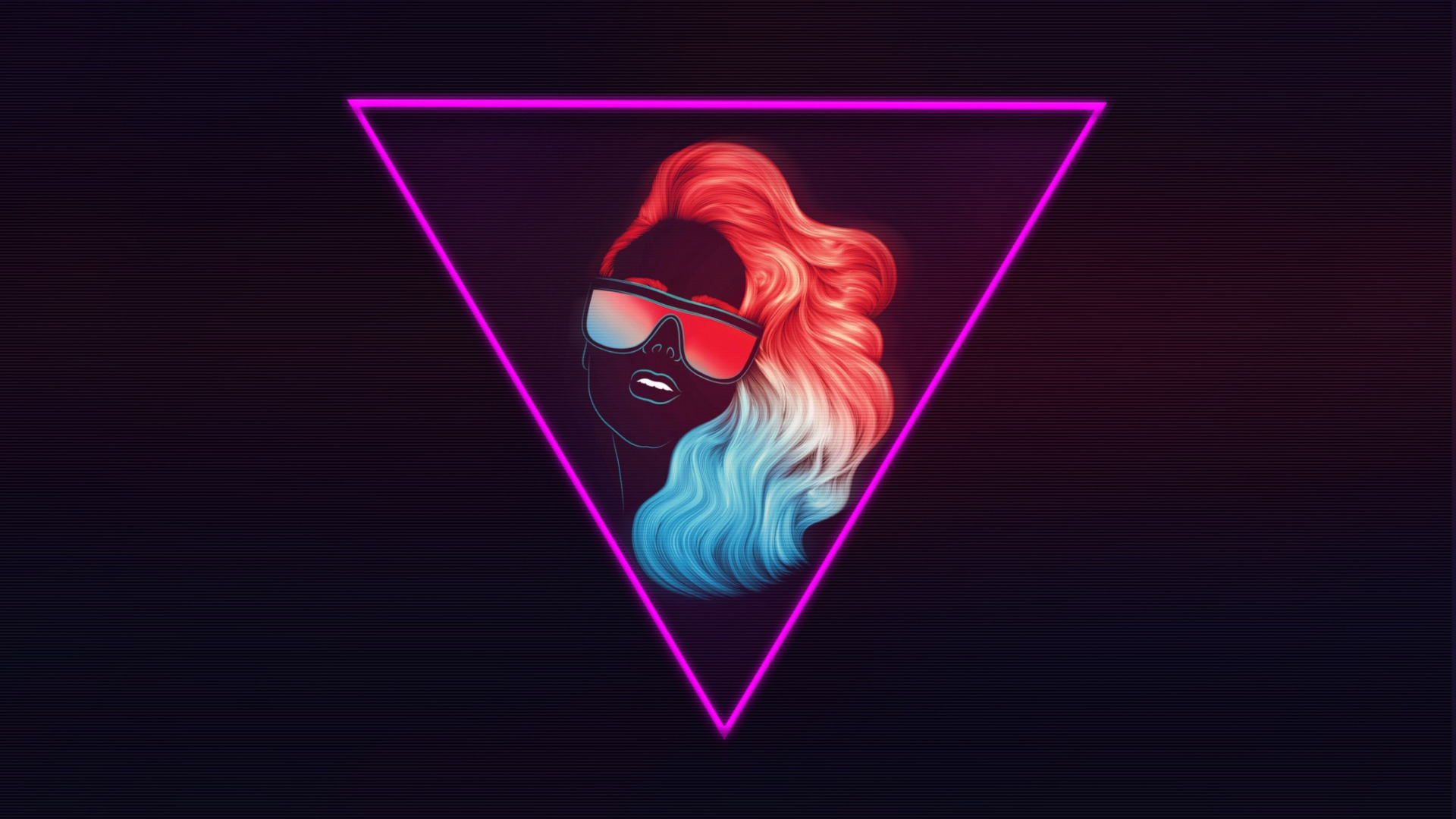 General 1920x1080 retrowave Synth women neon triangle